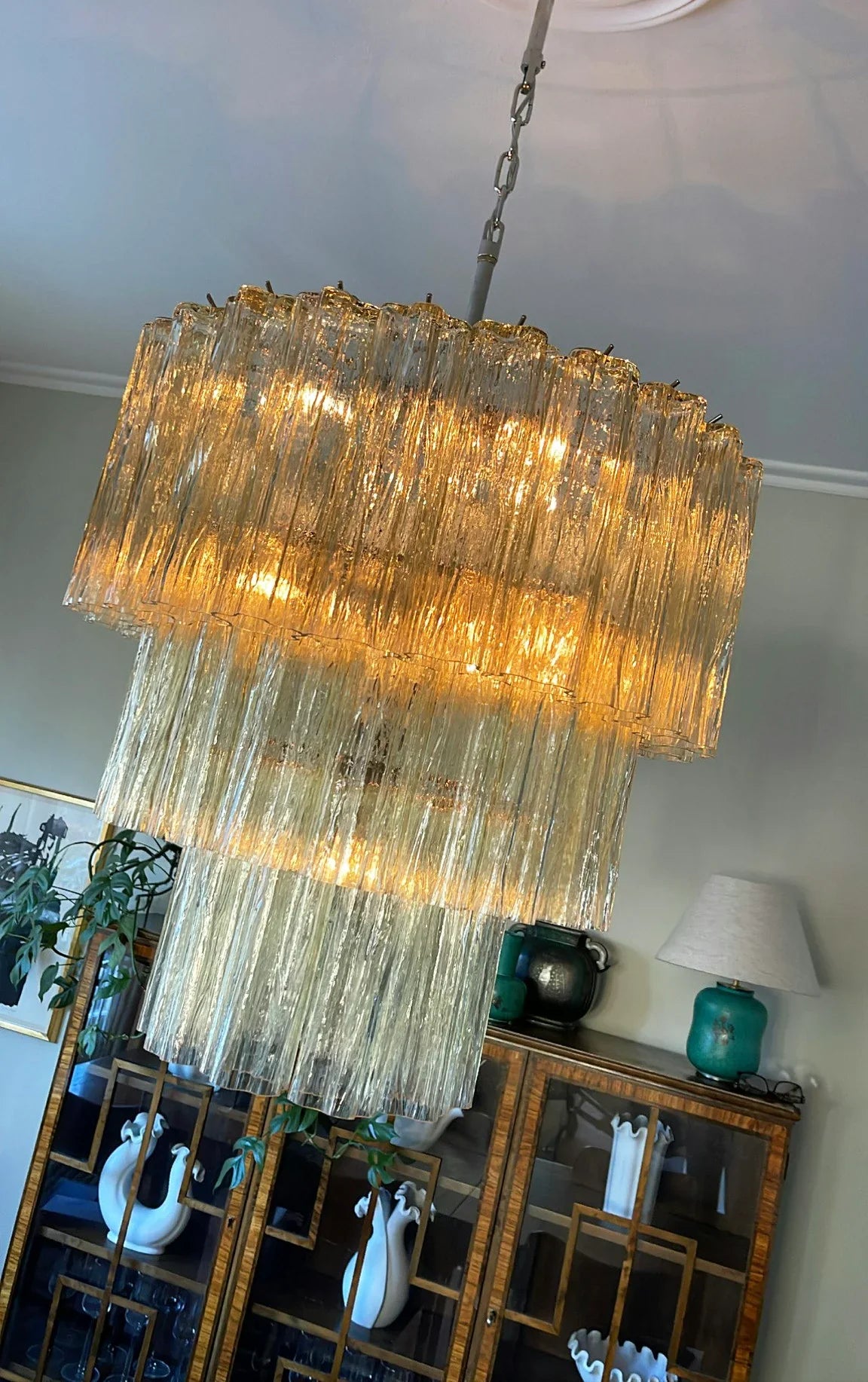 Murano Honey Glass Tube Chandelier 25.6"