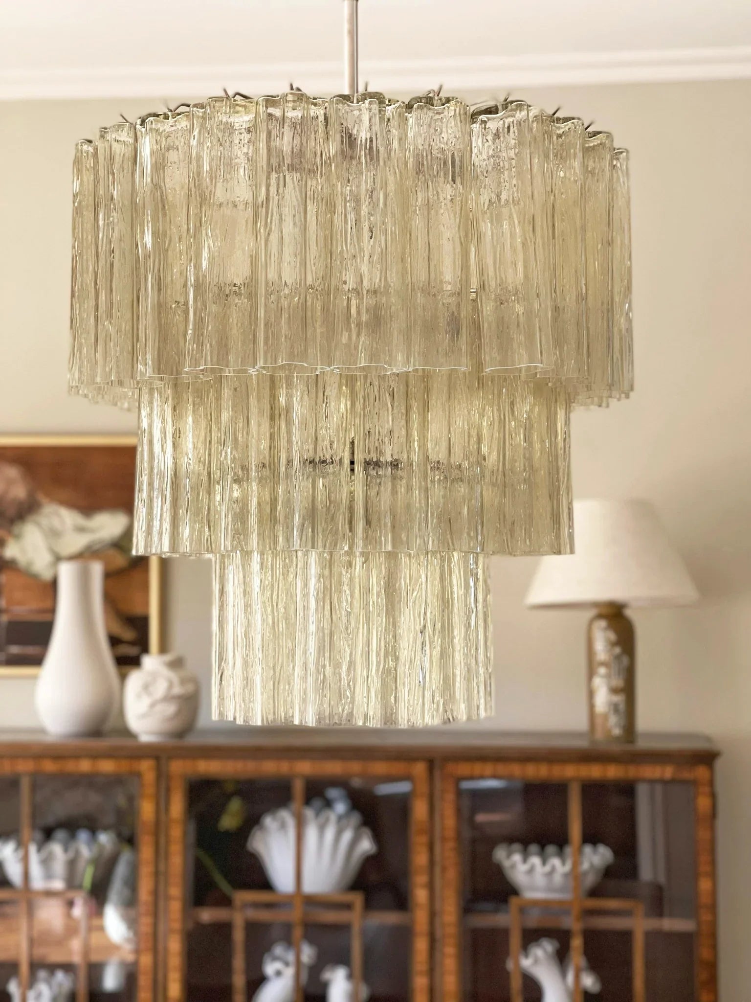 Murano Honey Glass Tube Chandelier 25.6"