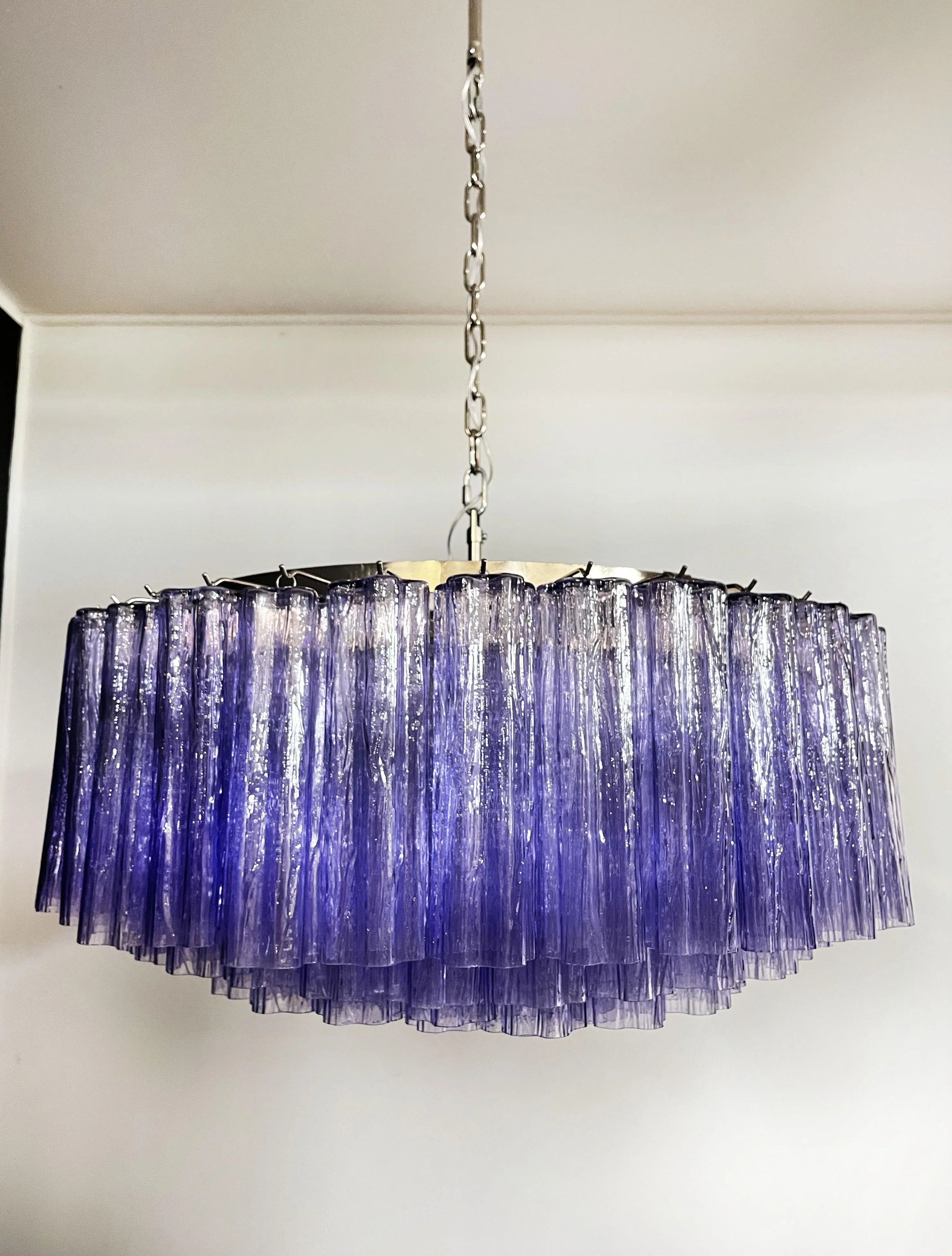 Murano Large Amethyst Glass Tube Chandelier 32.3"