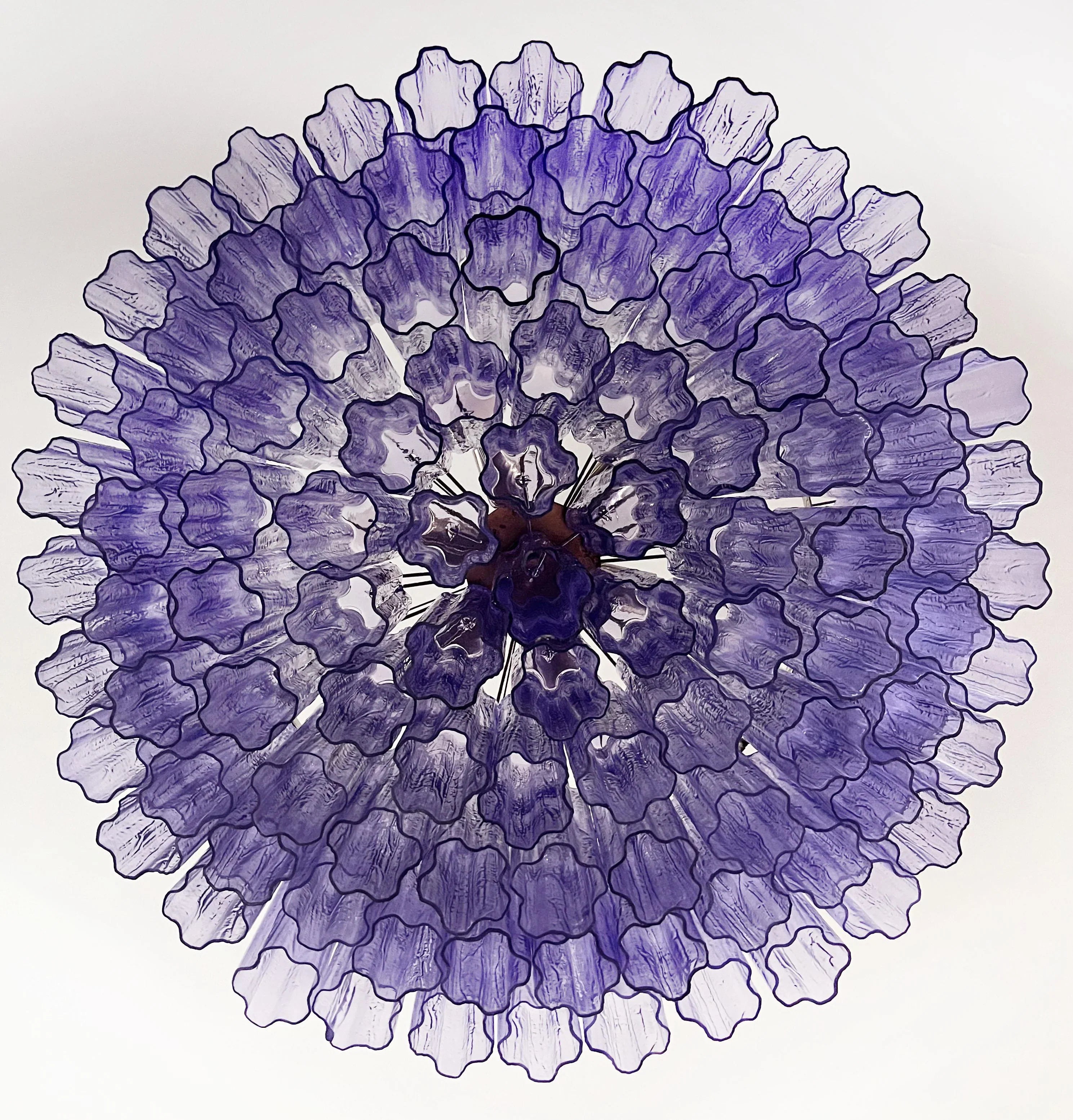 Murano Large Amethyst Glass Tube Chandelier 32.3"