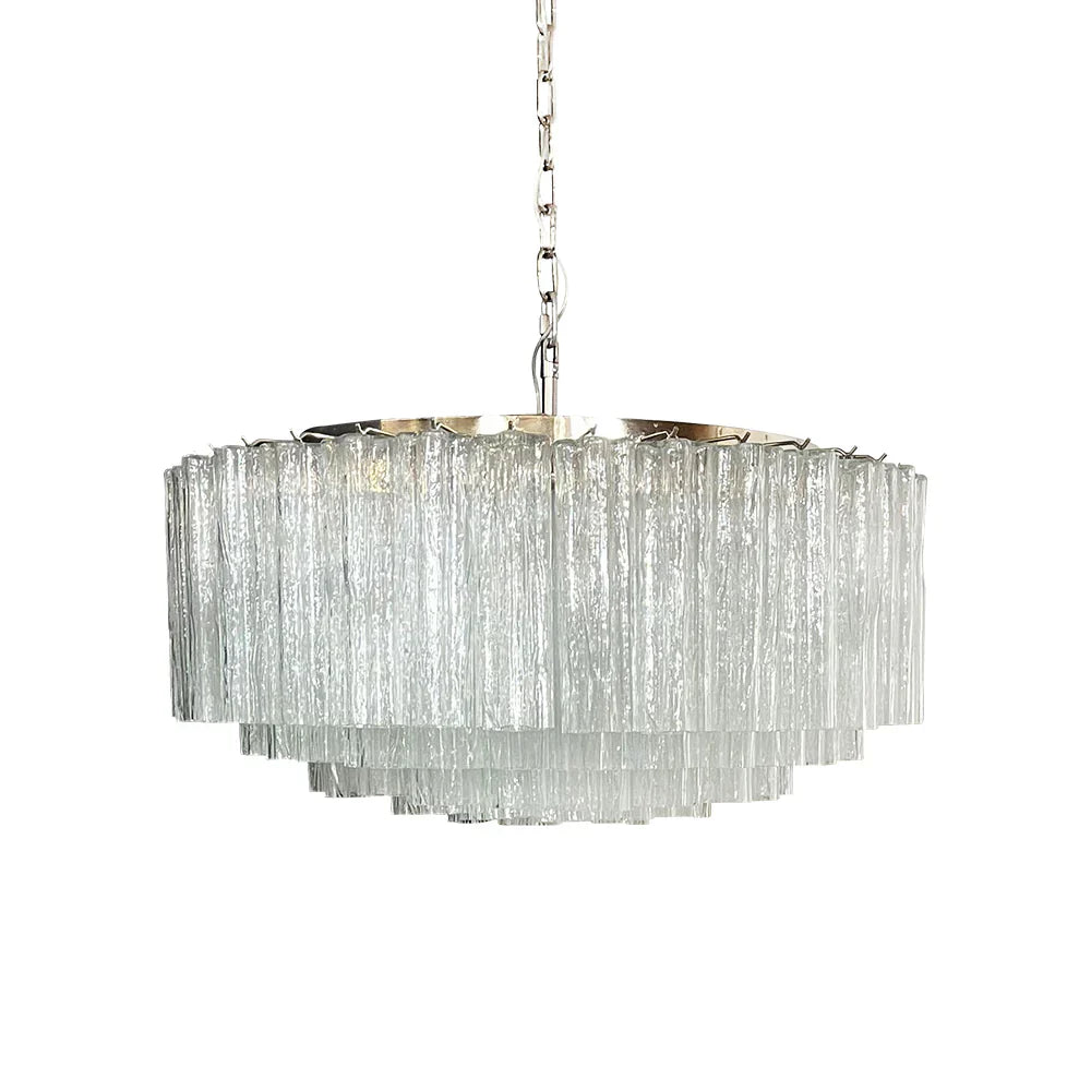 Murano Large Transparent Glass Tube Chandelier 32.3"