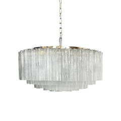 Murano Large Transparent Glass Tube Chandelier 32.3"