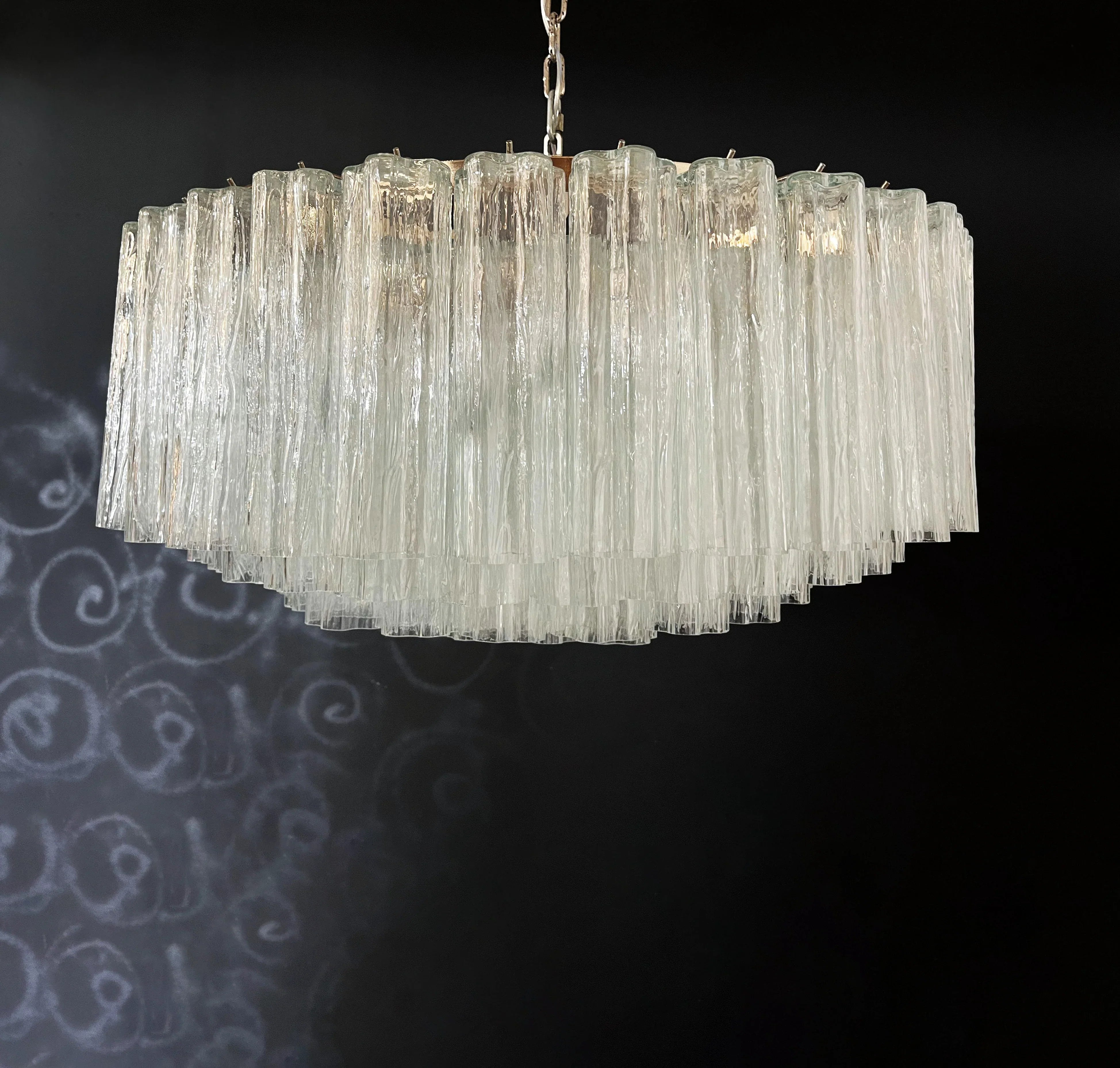 Murano Large Transparent Glass Tube Chandelier 32.3"