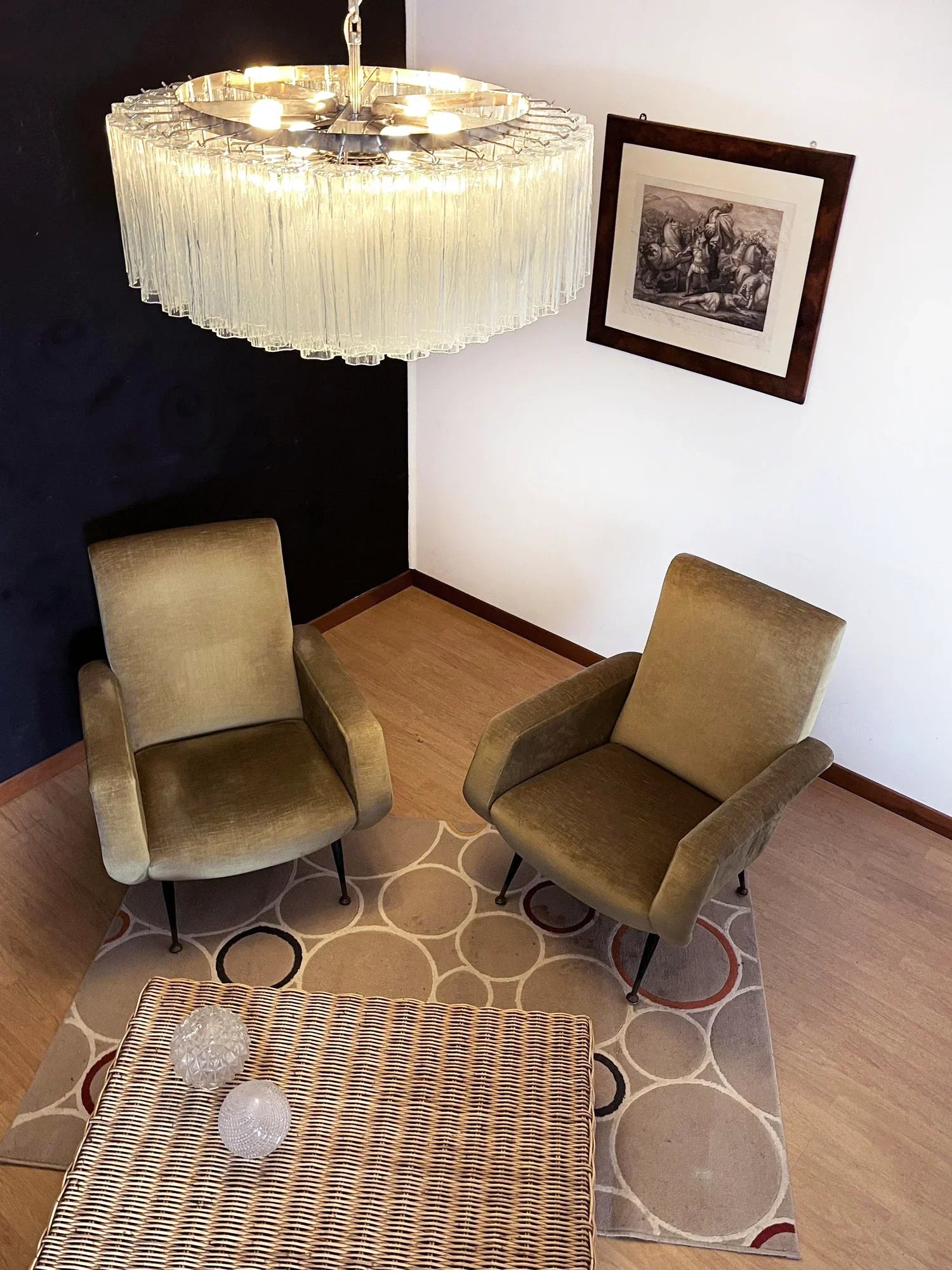 Murano Large Transparent Glass Tube Chandelier 32.3"