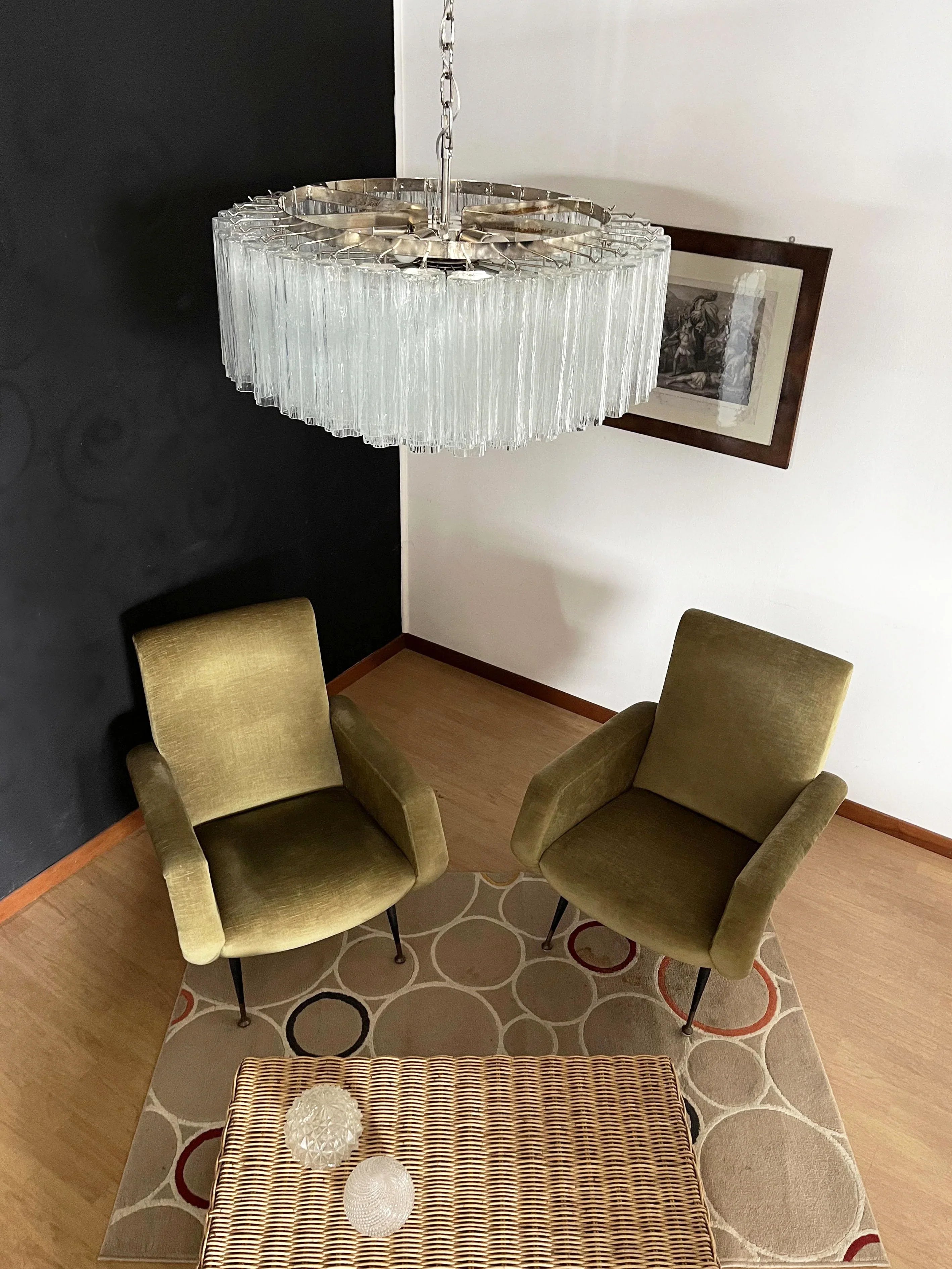 Murano Large Transparent Glass Tube Chandelier 32.3"