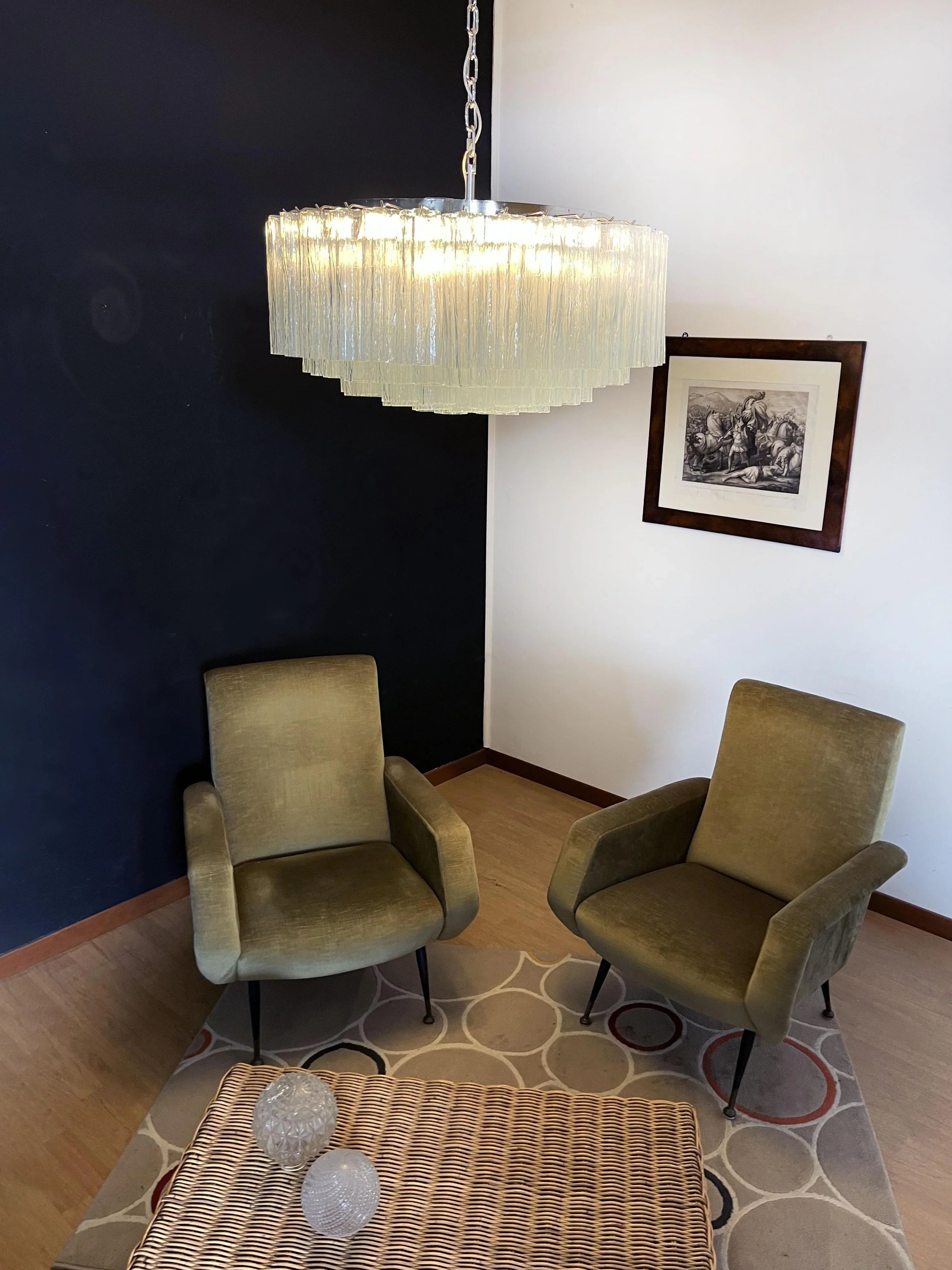 Murano Large Transparent Glass Tube Chandelier 32.3"