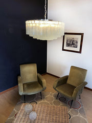 Murano Large Transparent Glass Tube Chandelier 32.3"