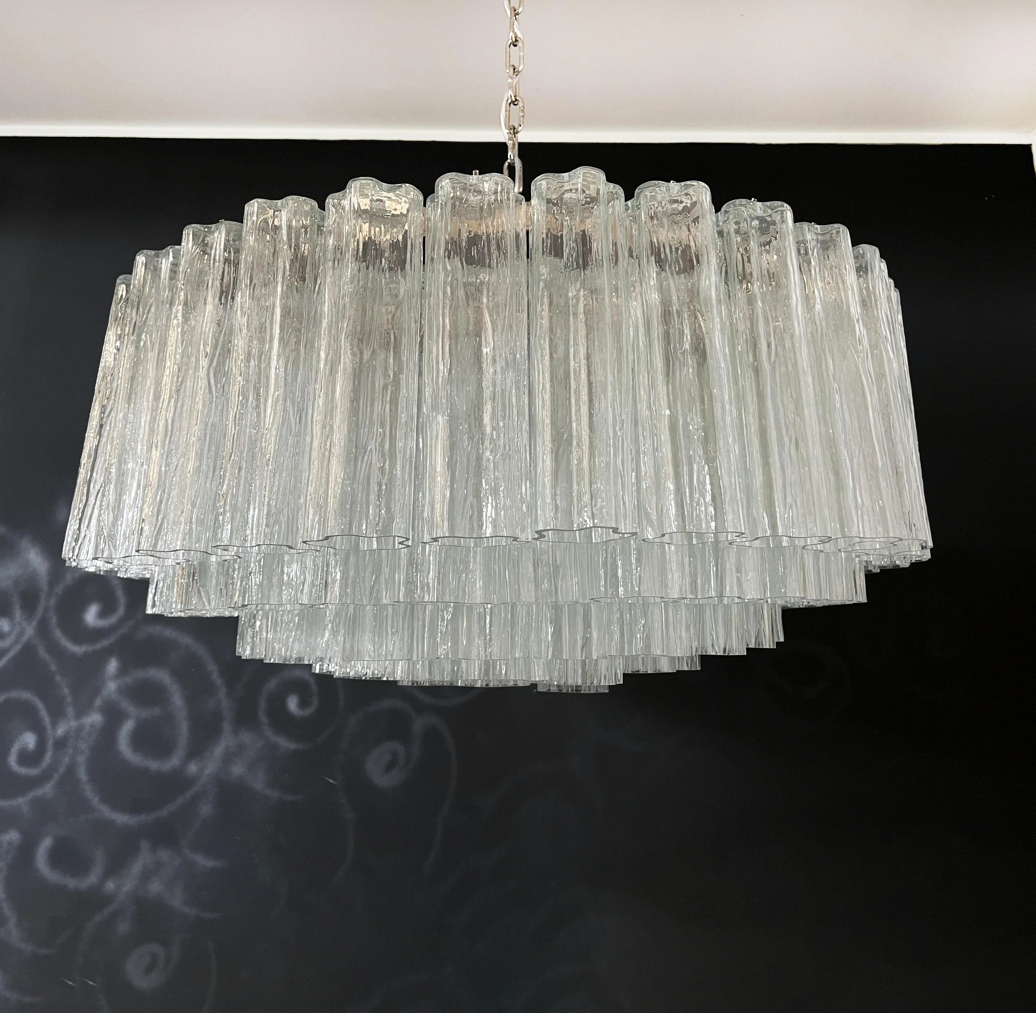 Murano Large Transparent Glass Tube Chandelier 32.3"