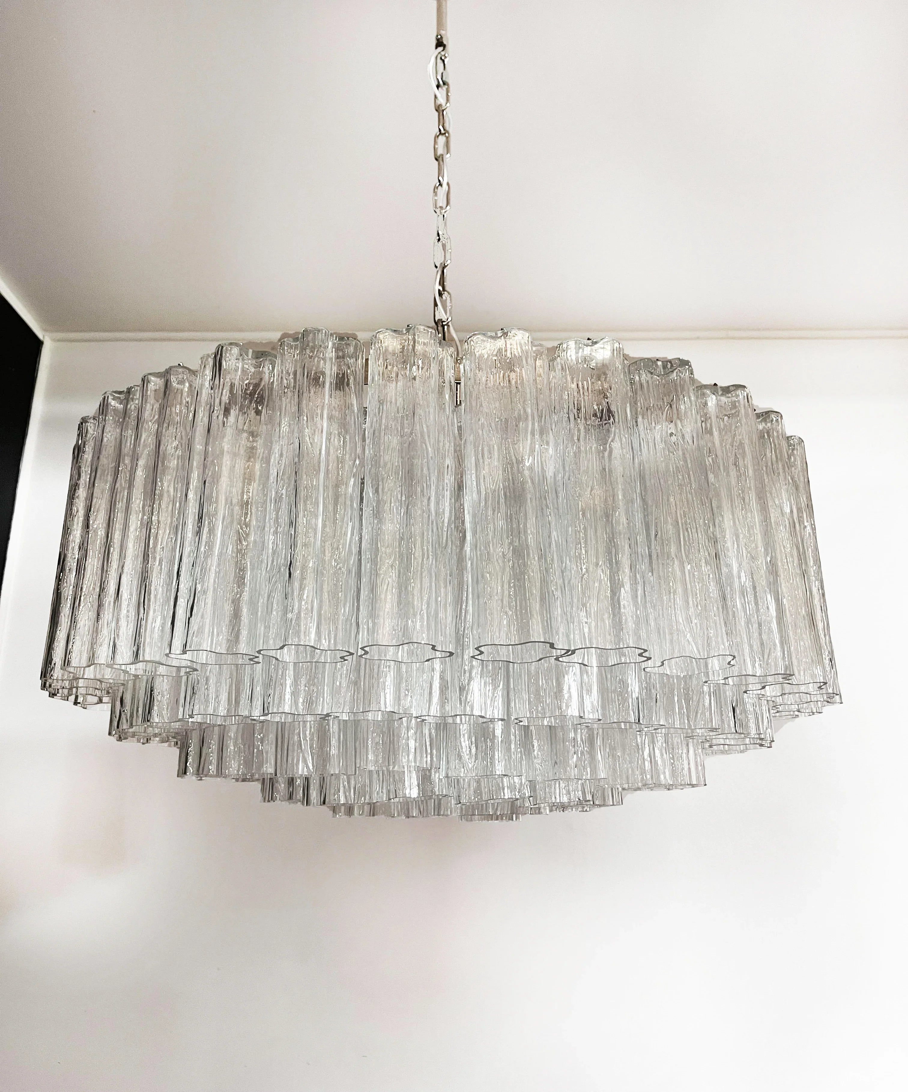 Murano Large Transparent Glass Tube Chandelier 32.3"