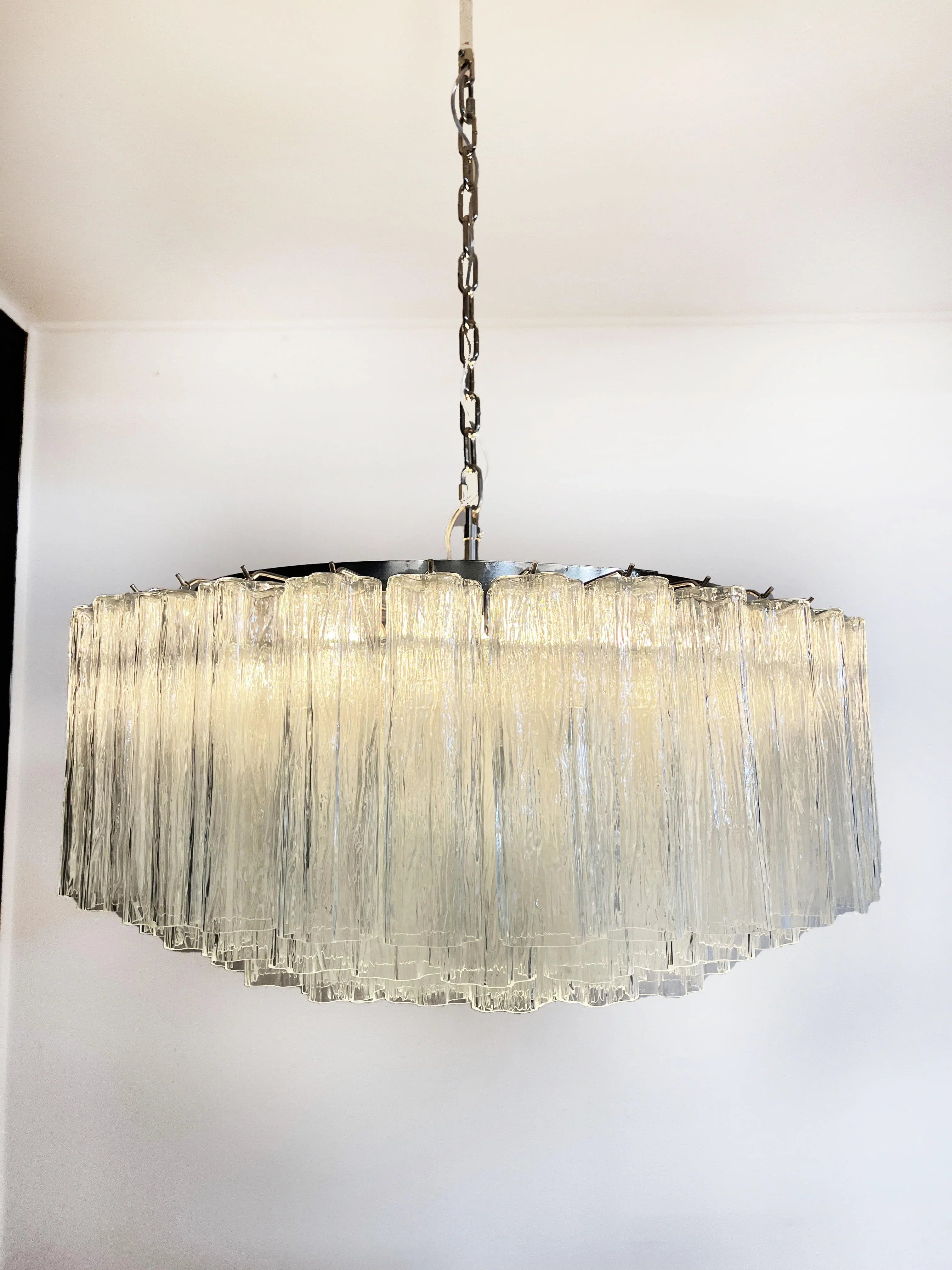 Murano Large Transparent Glass Tube Chandelier 32.3"