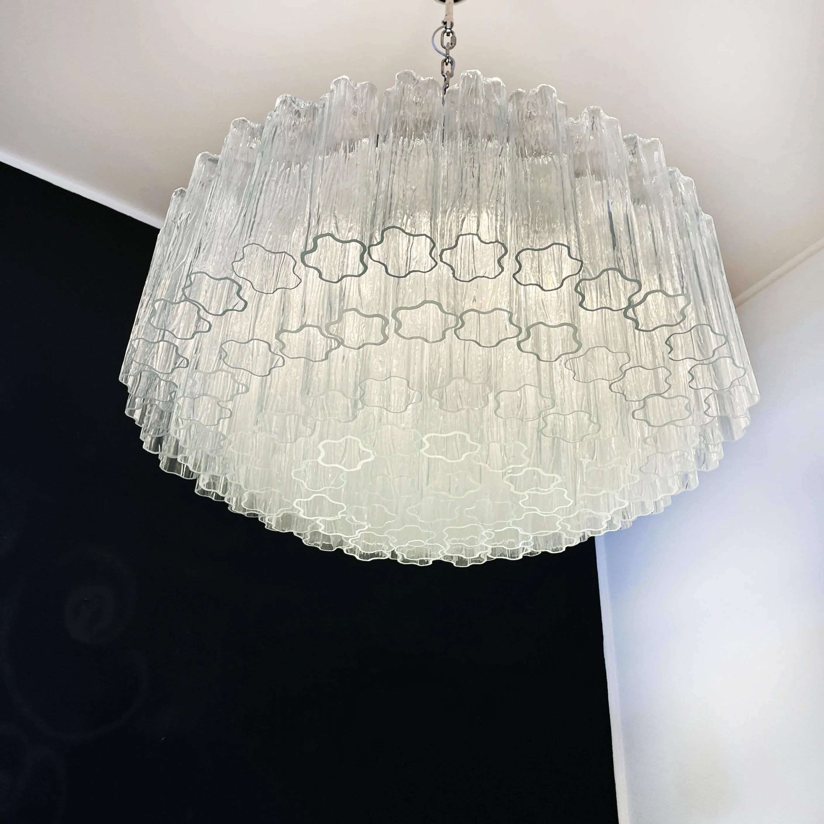Murano Large Transparent Glass Tube Chandelier 32.3"