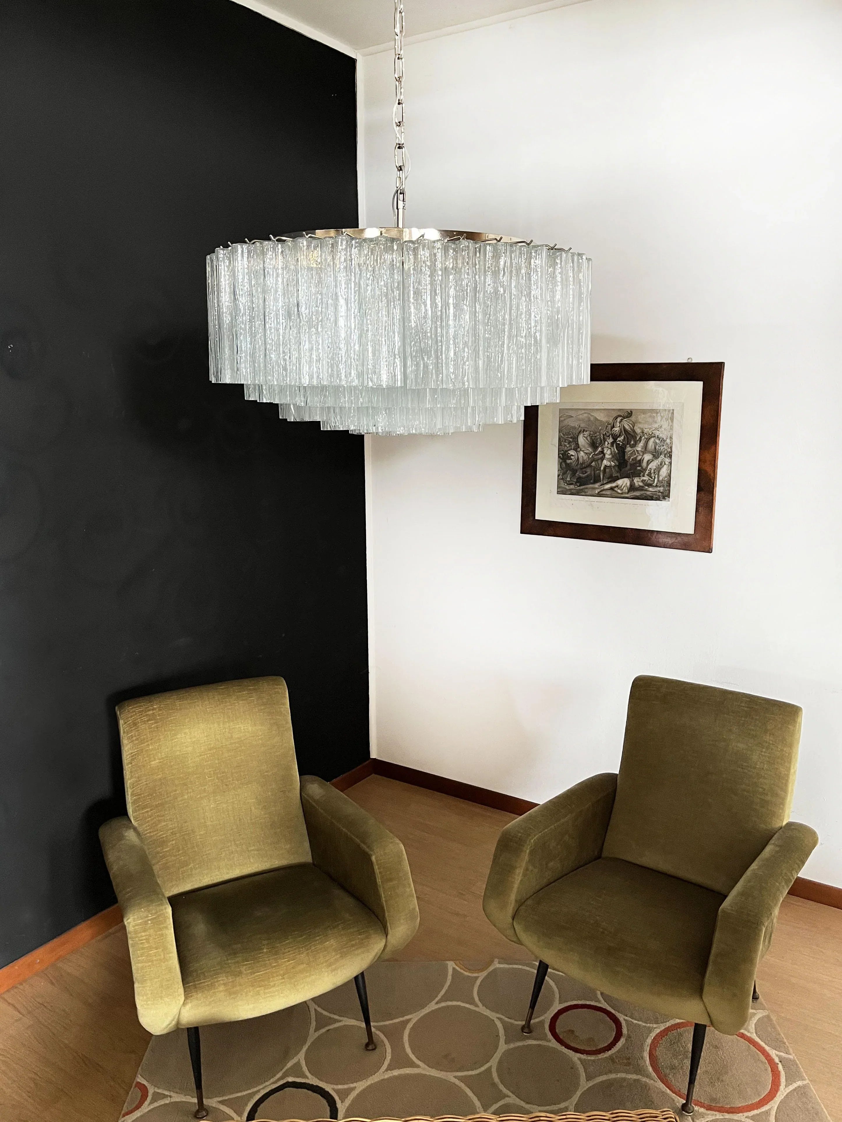 Murano Large Transparent Glass Tube Chandelier 32.3"