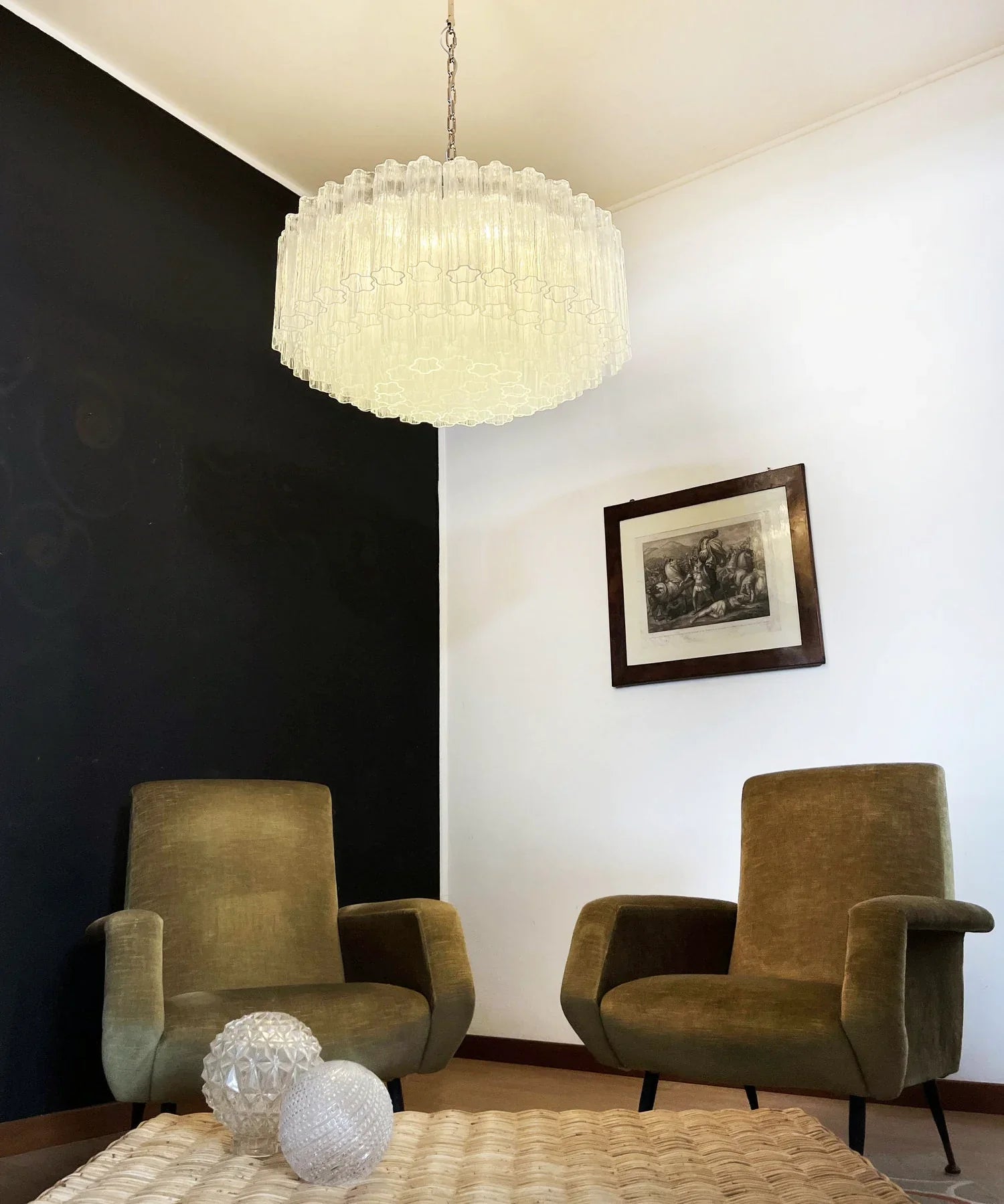 Murano Large Transparent Glass Tube Chandelier 32.3"