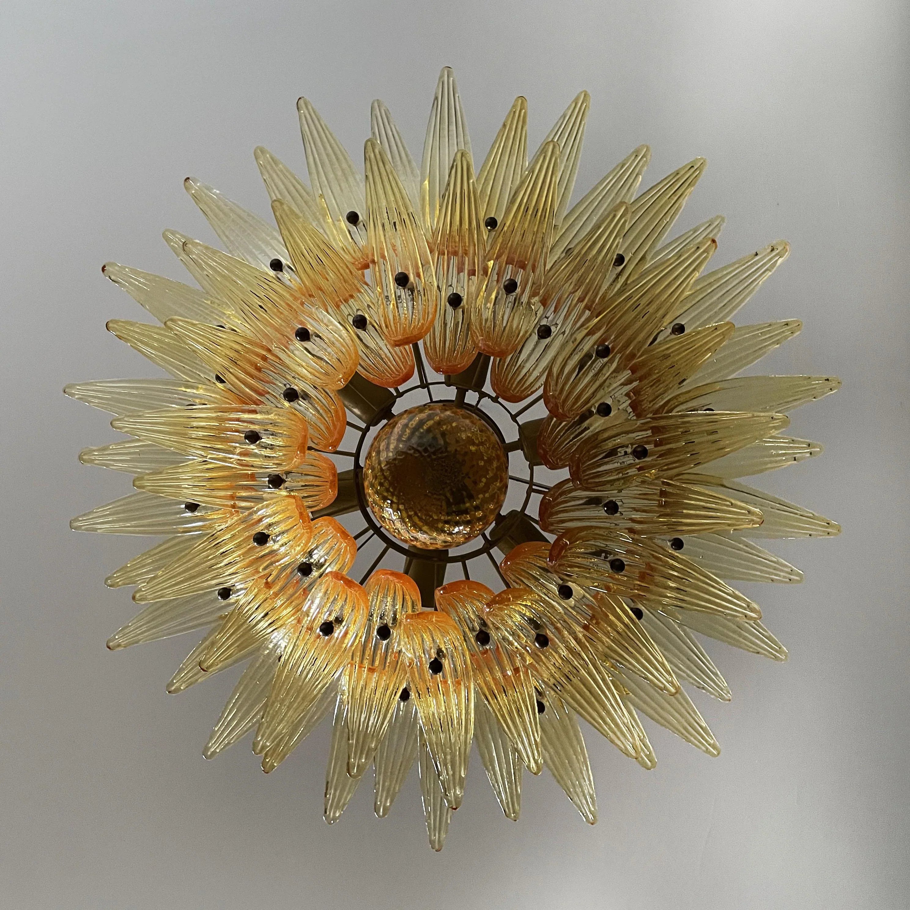 Murano Palmette Amber Chandelier 34"