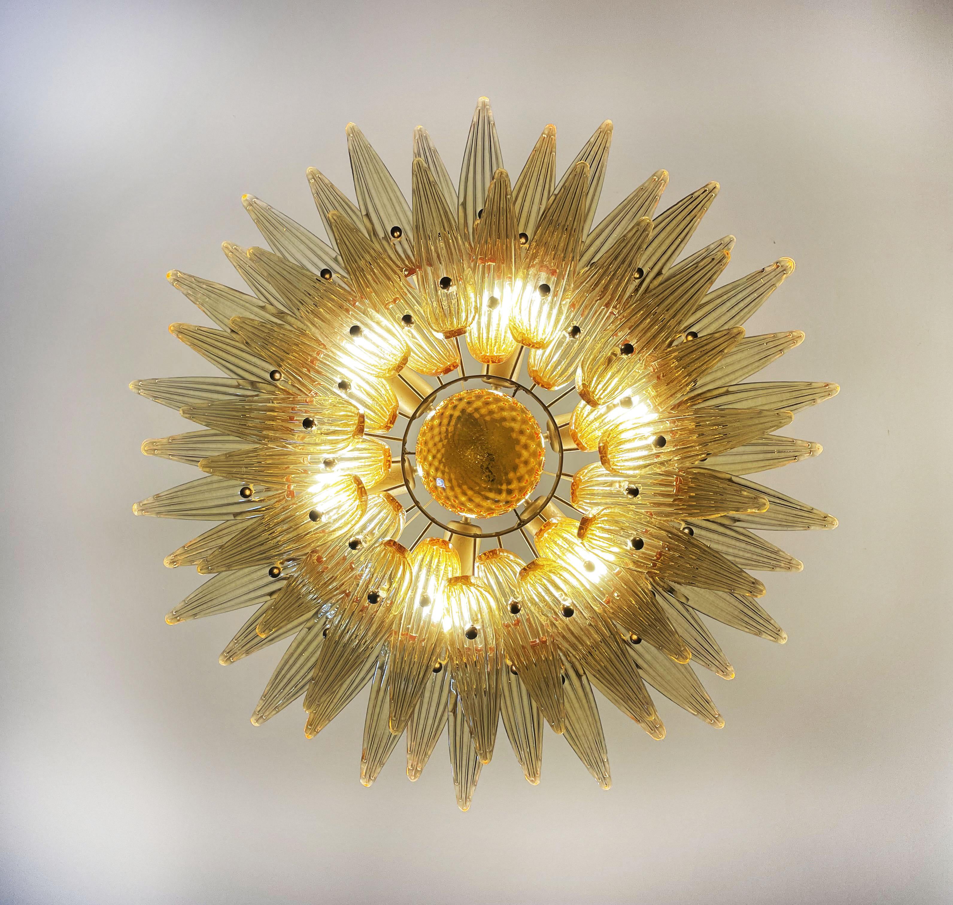 Murano Palmette Amber Chandelier 34"