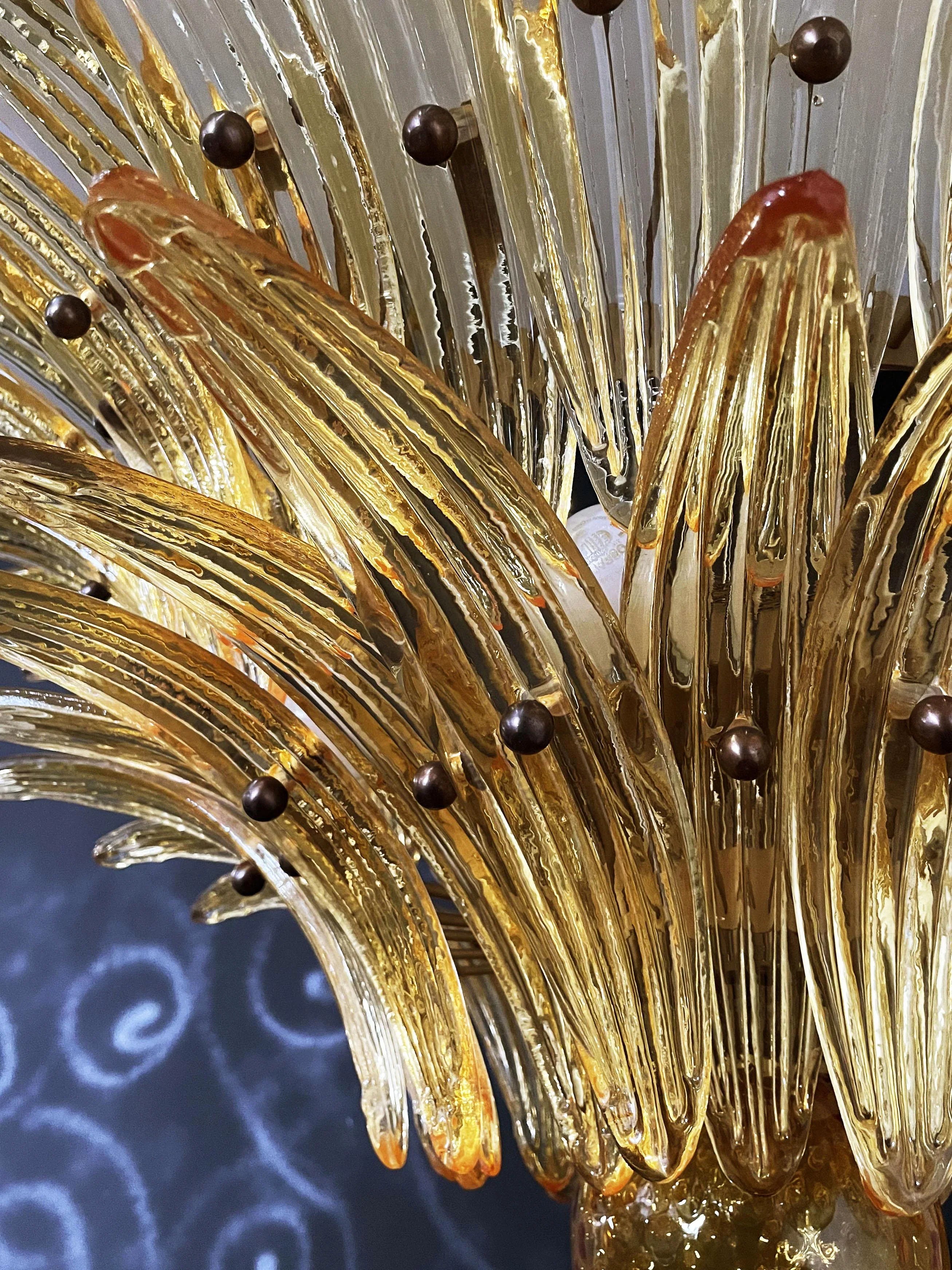 Murano Palmette Amber Chandelier 34"