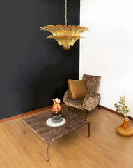 Murano Palmette Amber Chandelier 34"