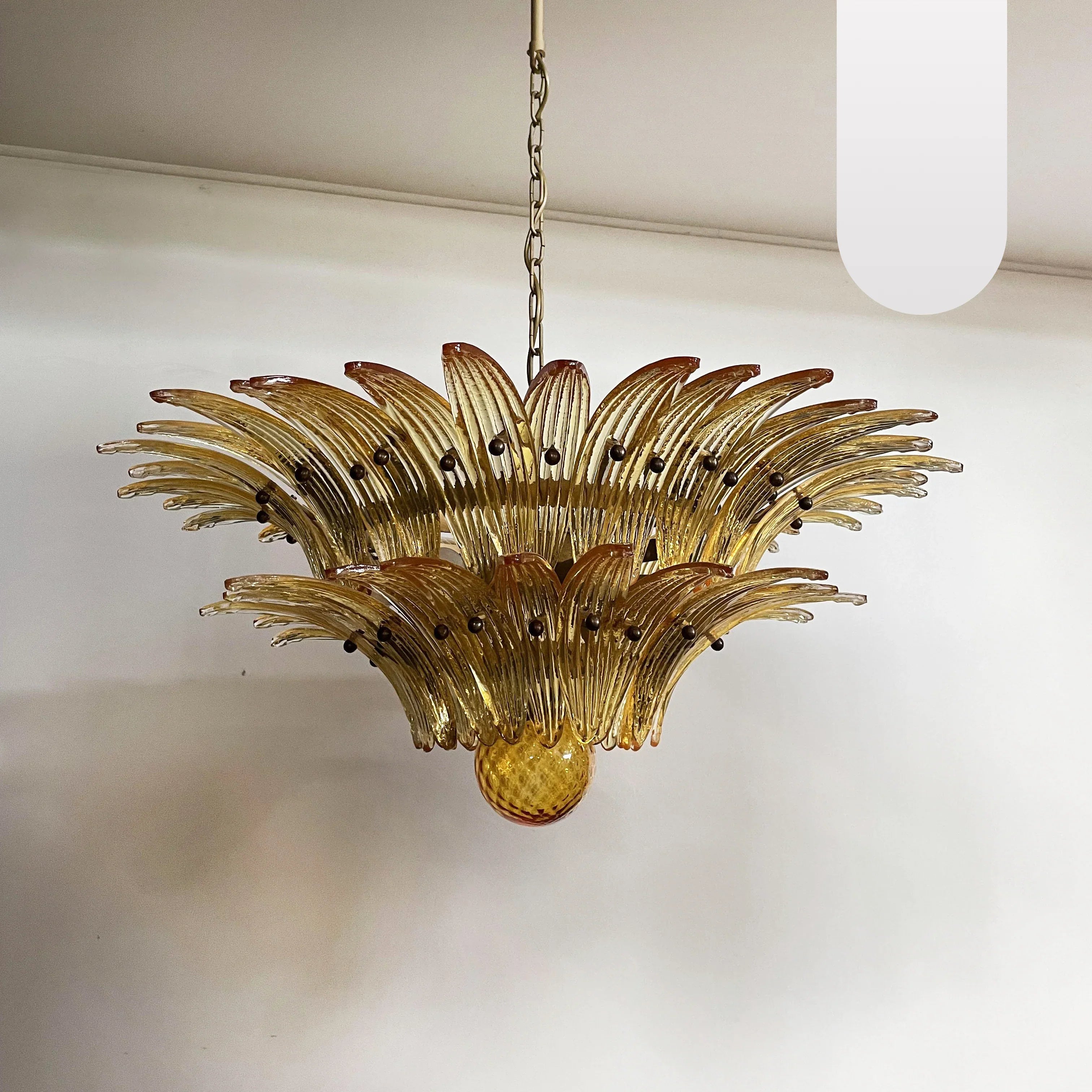 Murano Palmette Amber Chandelier 34"
