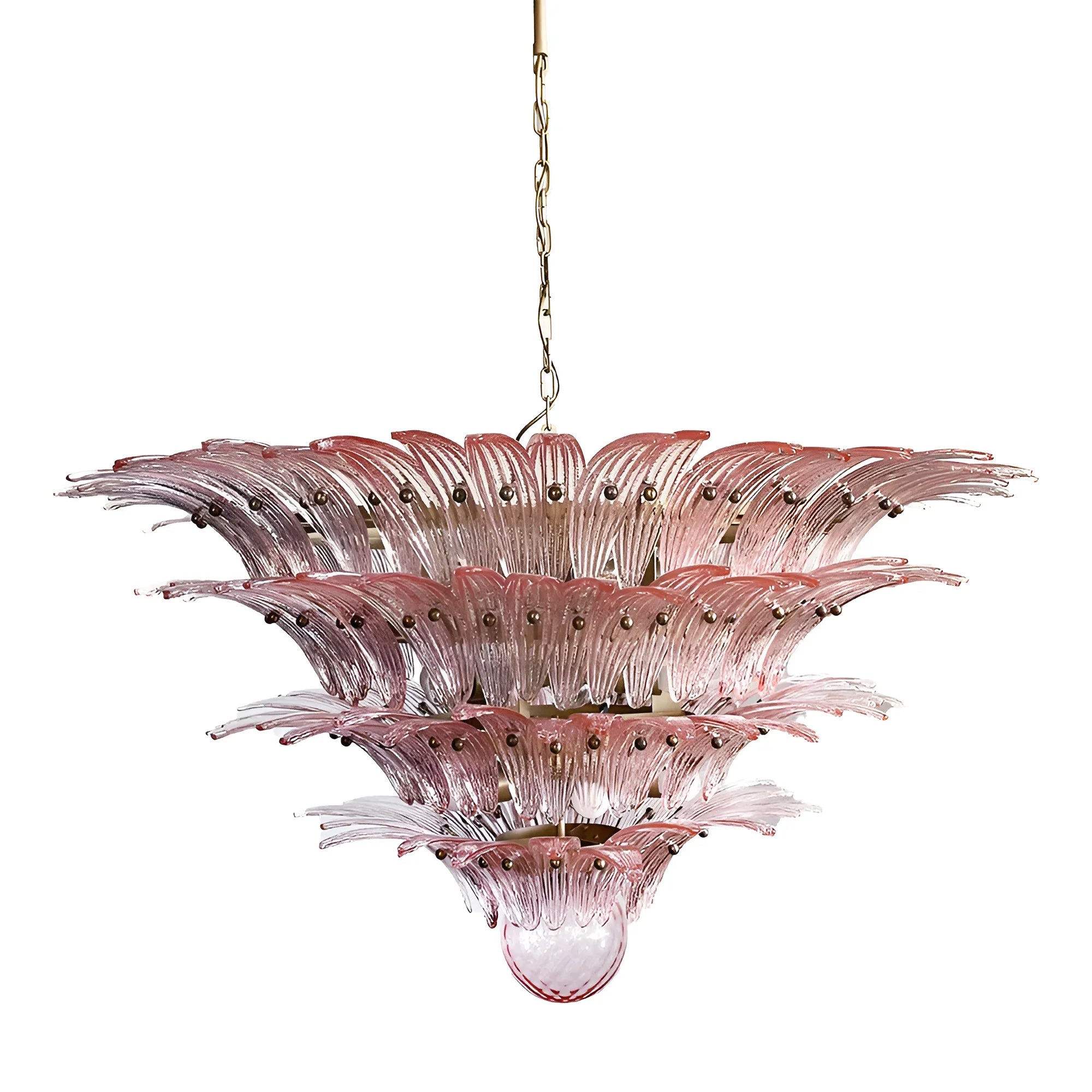 Murano Palmette Glass Pink Chandelier 45.3"