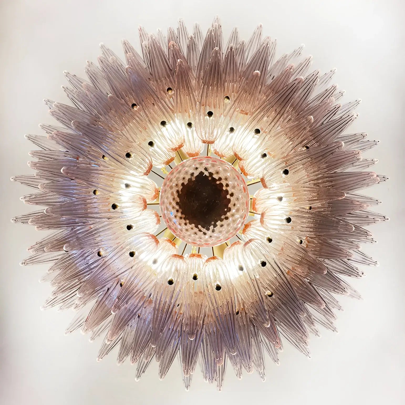 Murano Palmette Glass Pink Chandelier 45.3"