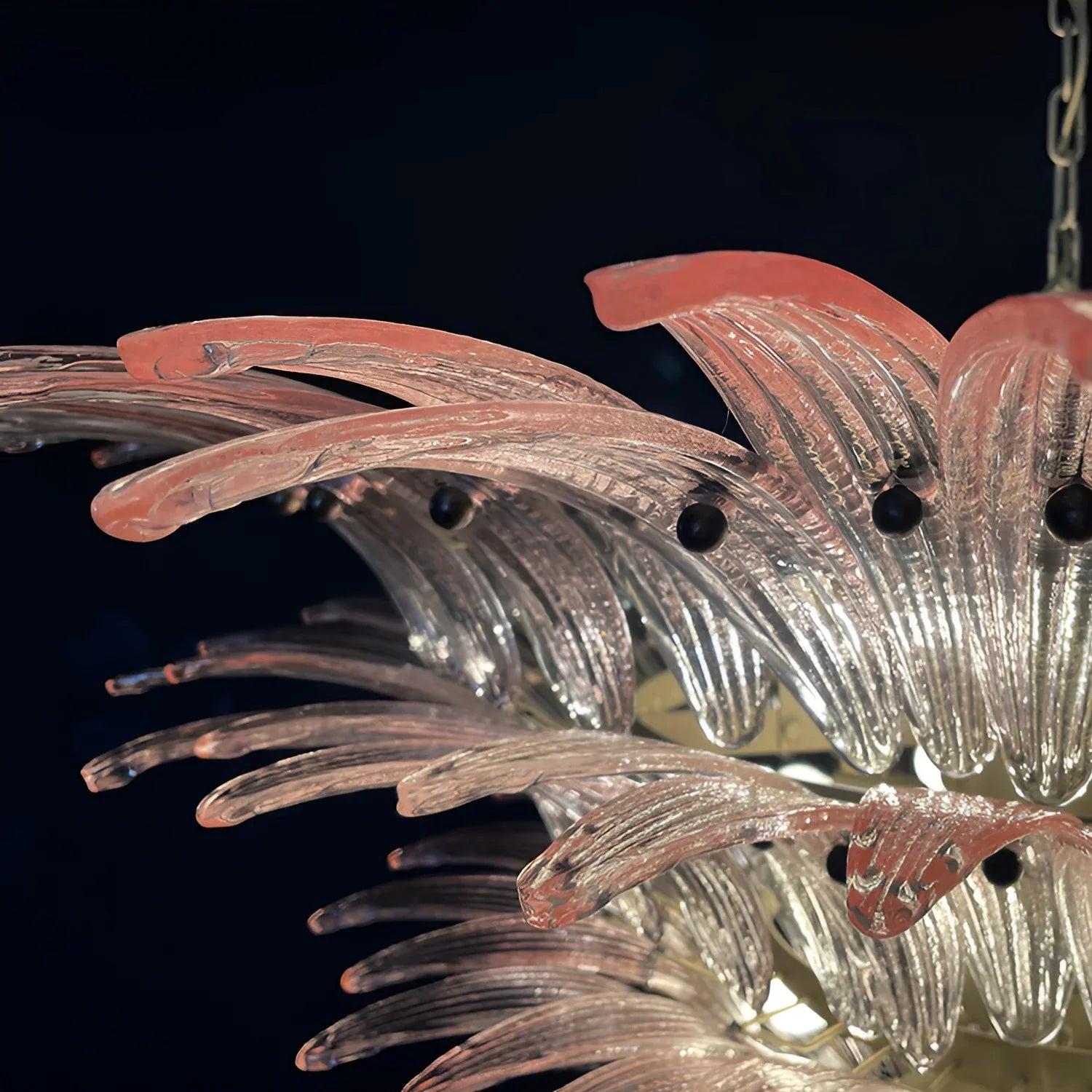 Murano Palmette Glass Pink Chandelier 45.3"