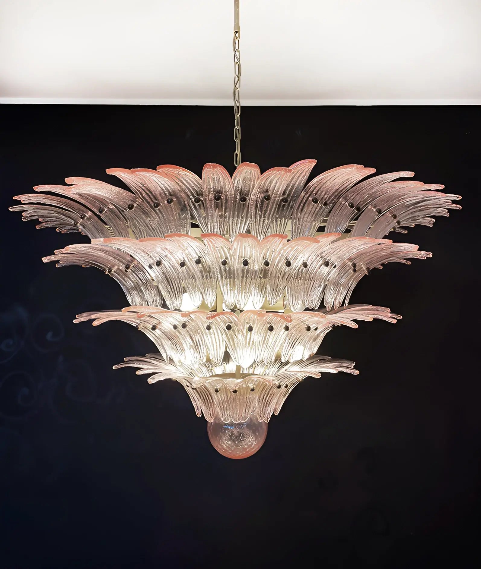 Murano Palmette Glass Pink Chandelier 45.3"
