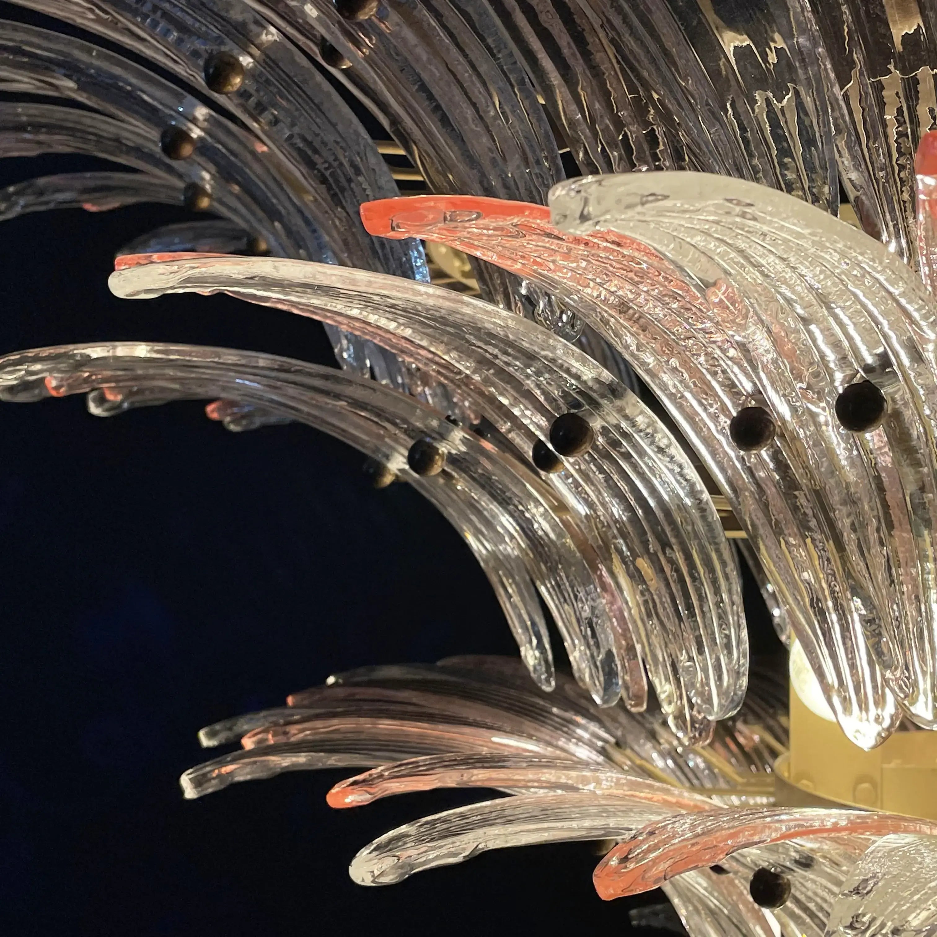 Murano Palmette Glass Pink Trasparent Chandelier 45.3"