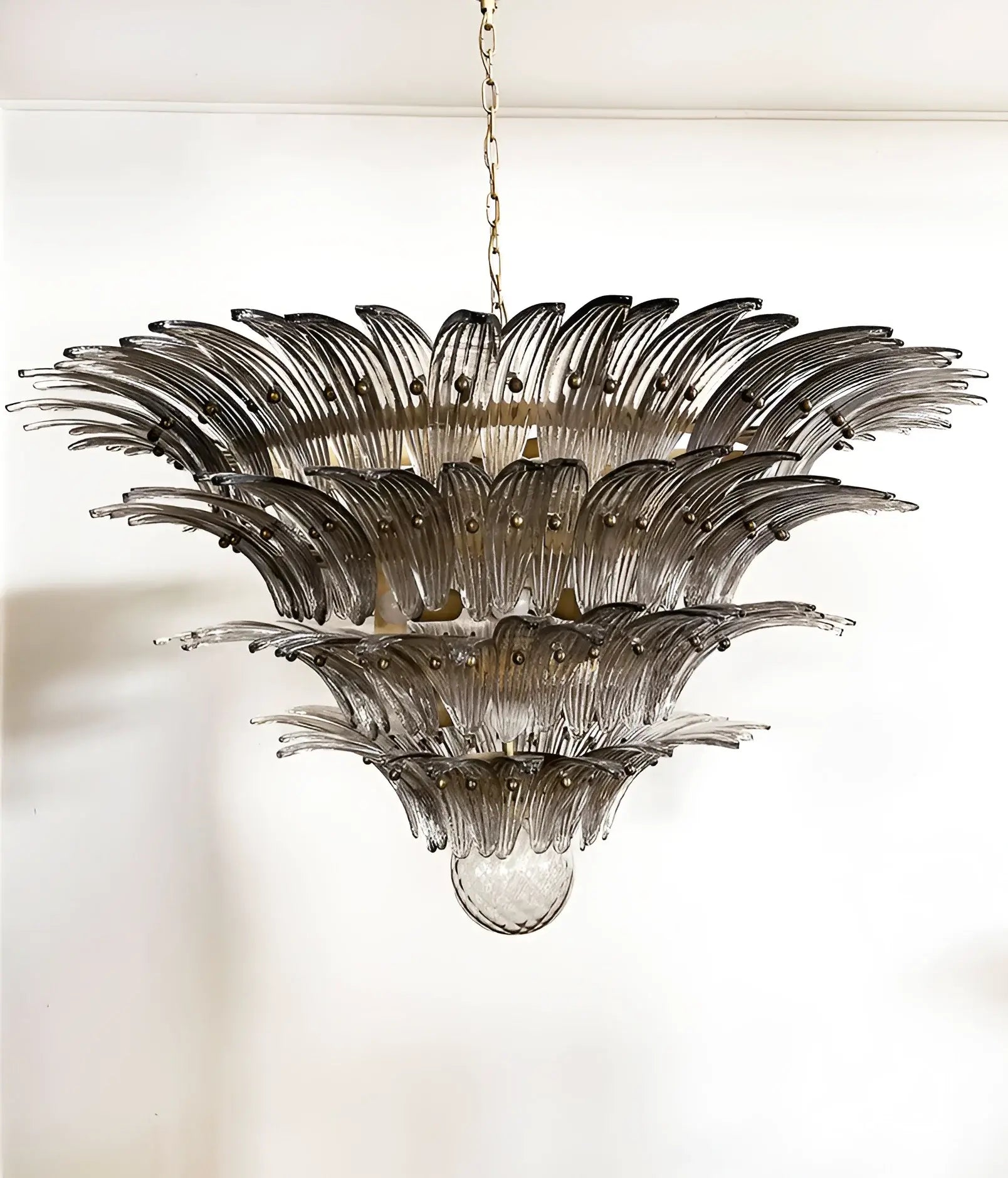 Murano Palmette Glass Smoked Chandelier 45.3"