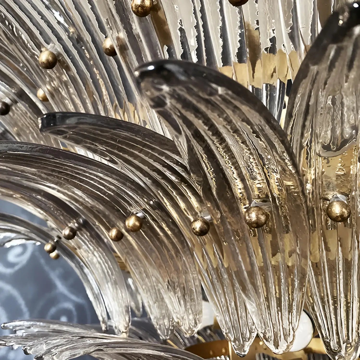 Murano Palmette Glass Smoked Chandelier 45.3"