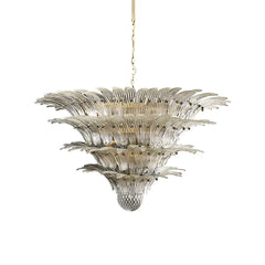 Murano Palmette Glass Transparent Chandelier 45"