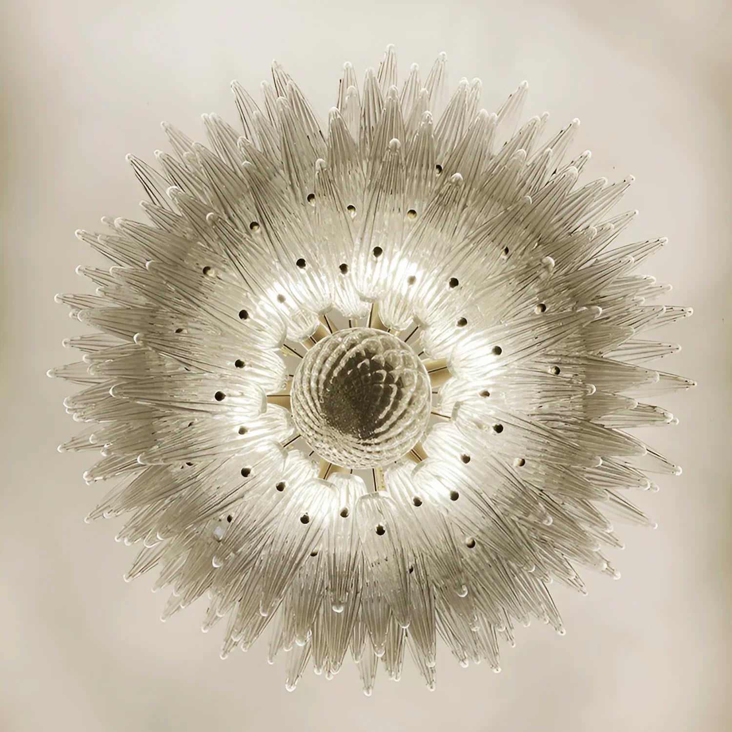 Murano Palmette Glass Transparent Chandelier 45"