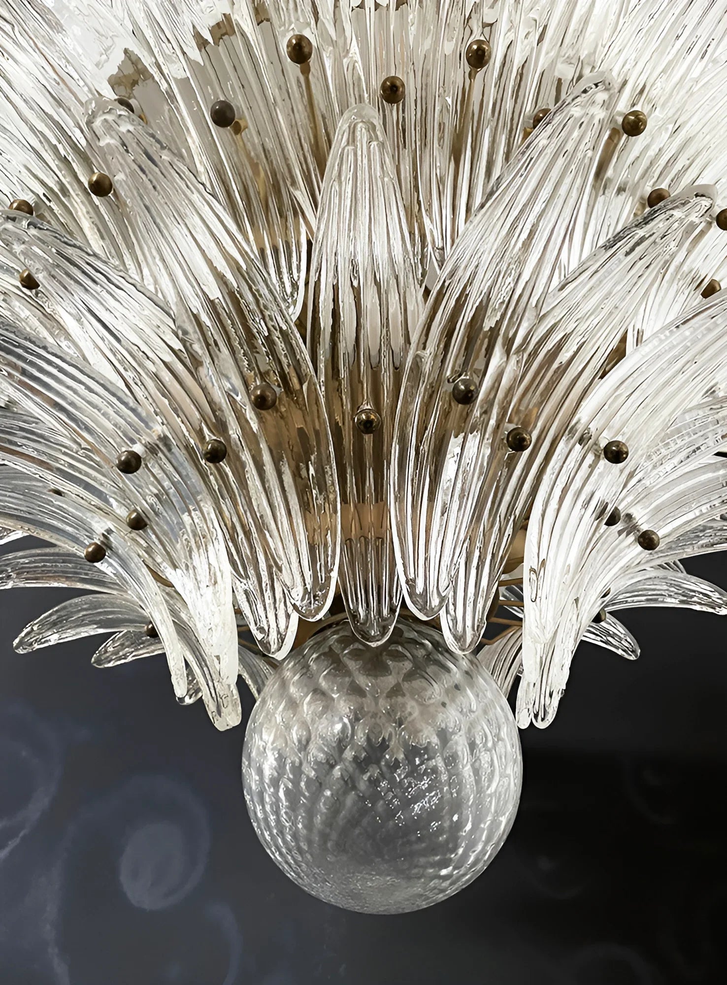 Murano Palmette Glass Transparent Chandelier 45"