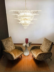 Murano Palmette Glass Transparent Chandelier 45"