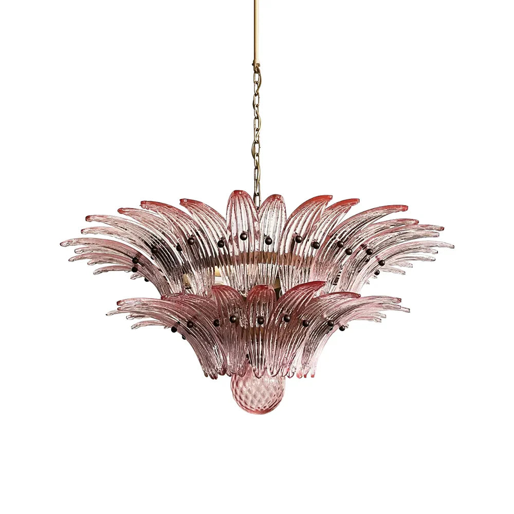 Murano Palmette Pink Chandelier 34"