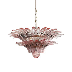 Murano Palmette Pink Chandelier 34"