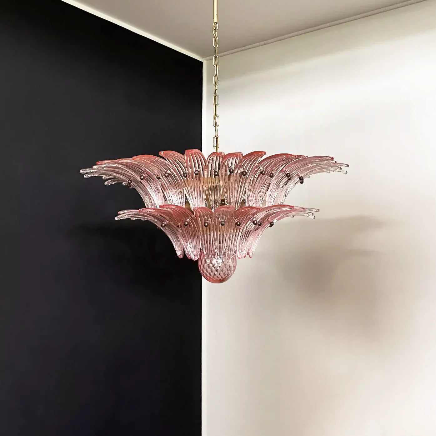 Murano Palmette Pink Chandelier 34"