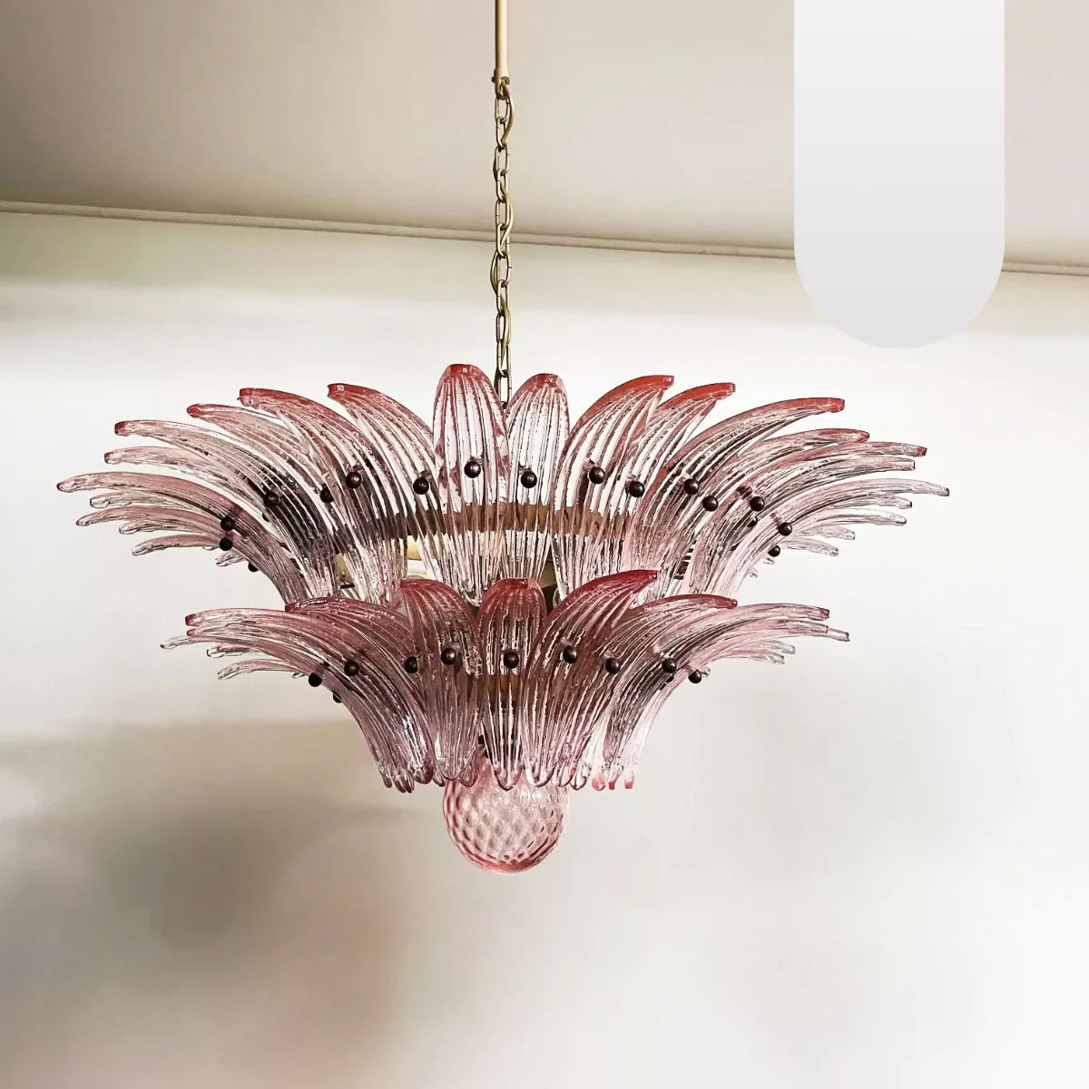 Murano Palmette Pink Chandelier 34"