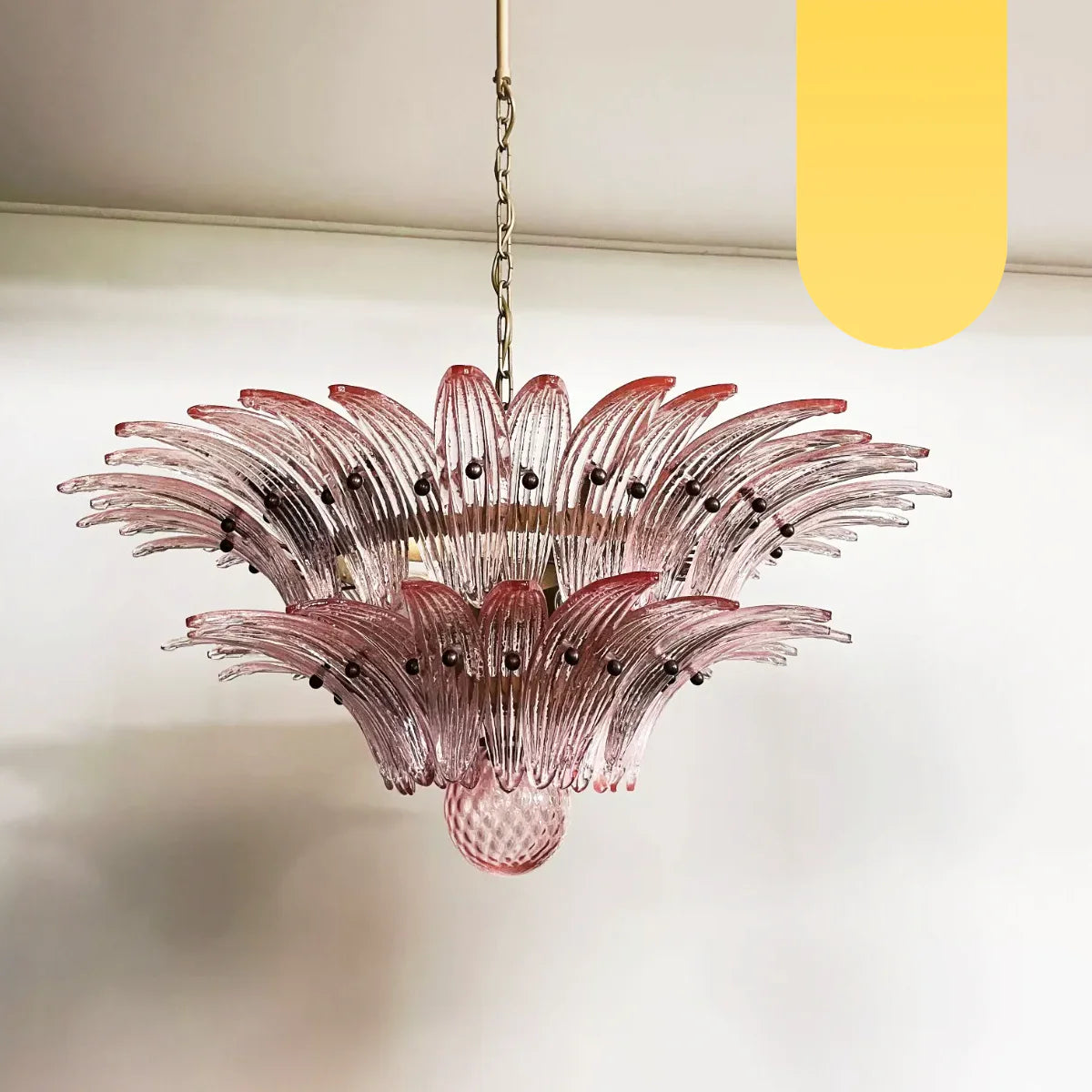 Murano Palmette Pink Chandelier 34"