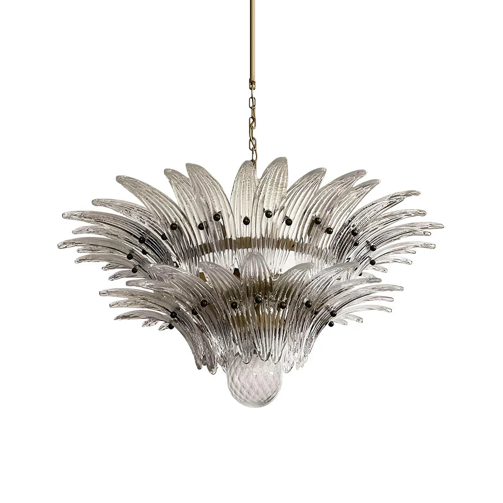 Murano Palmette Transparent Chandelier 34"