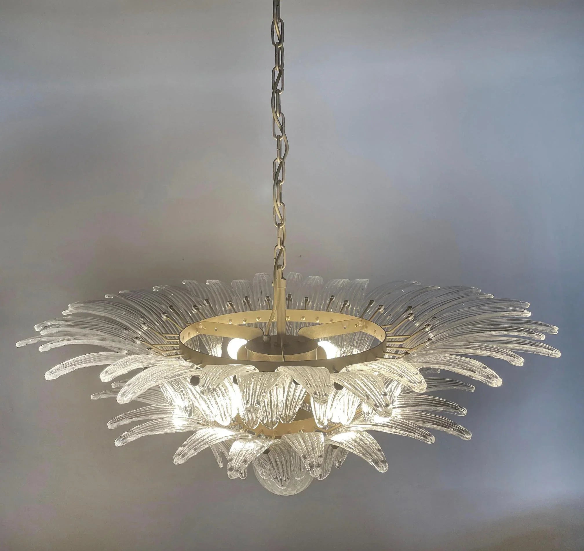 Murano Palmette Transparent Chandelier 34"