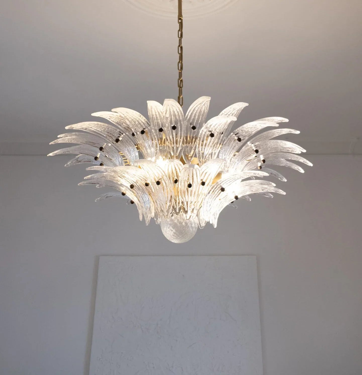Murano Palmette Transparent Chandelier 34"