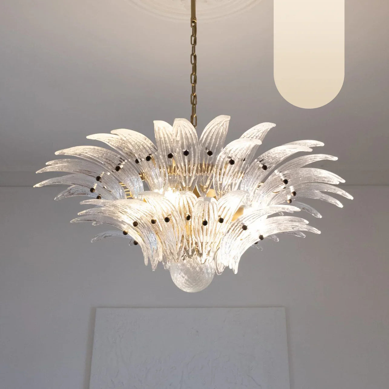 Murano Palmette Transparent Chandelier 34"