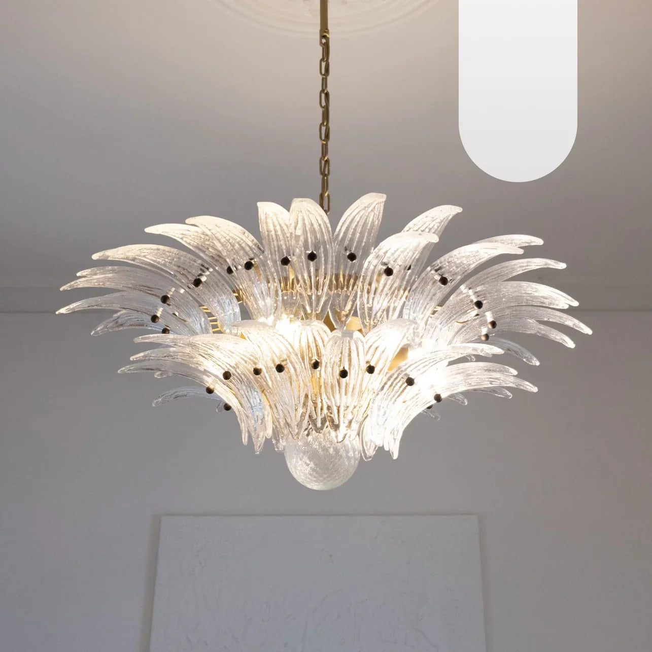 Murano Palmette Transparent Chandelier 34"