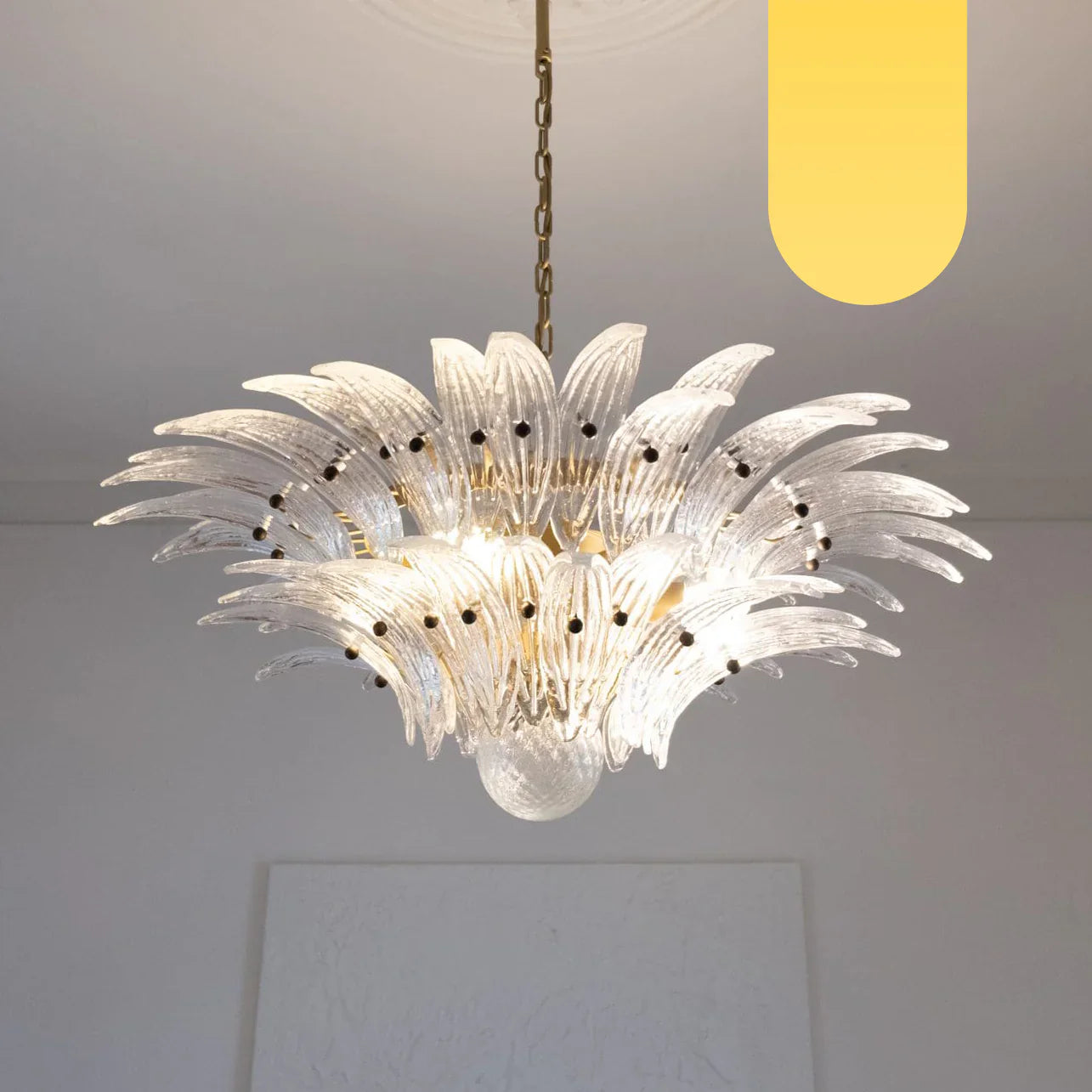 Murano Palmette Transparent Chandelier 34"