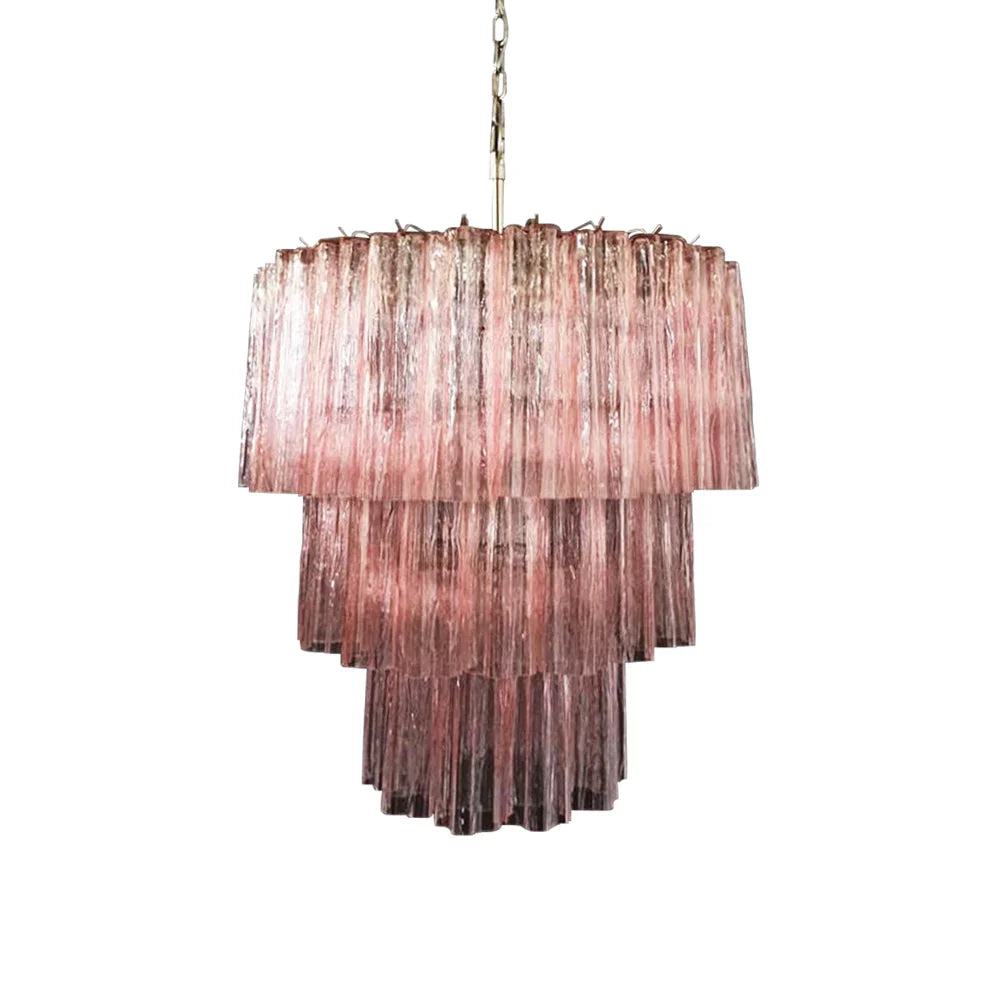 Murano Pink Glass Tube Chandelier 25.6"