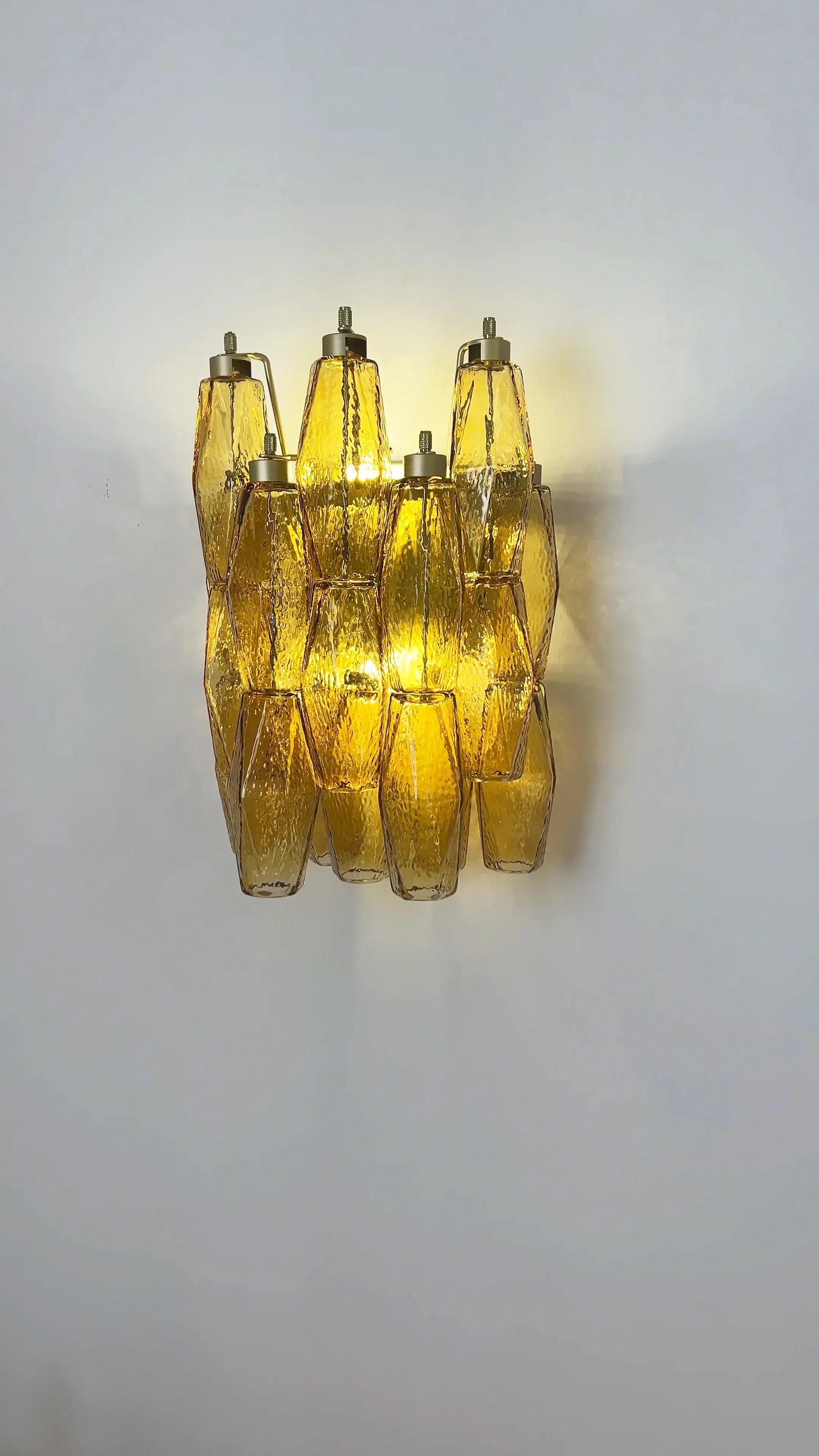 Murano Poliedri Amber Glass Wall Sconces 9.8"