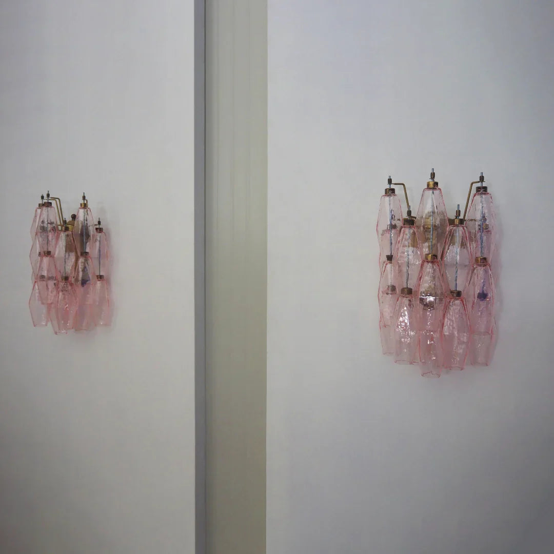 Murano Poliedri Pink Glass Wall Sconces
