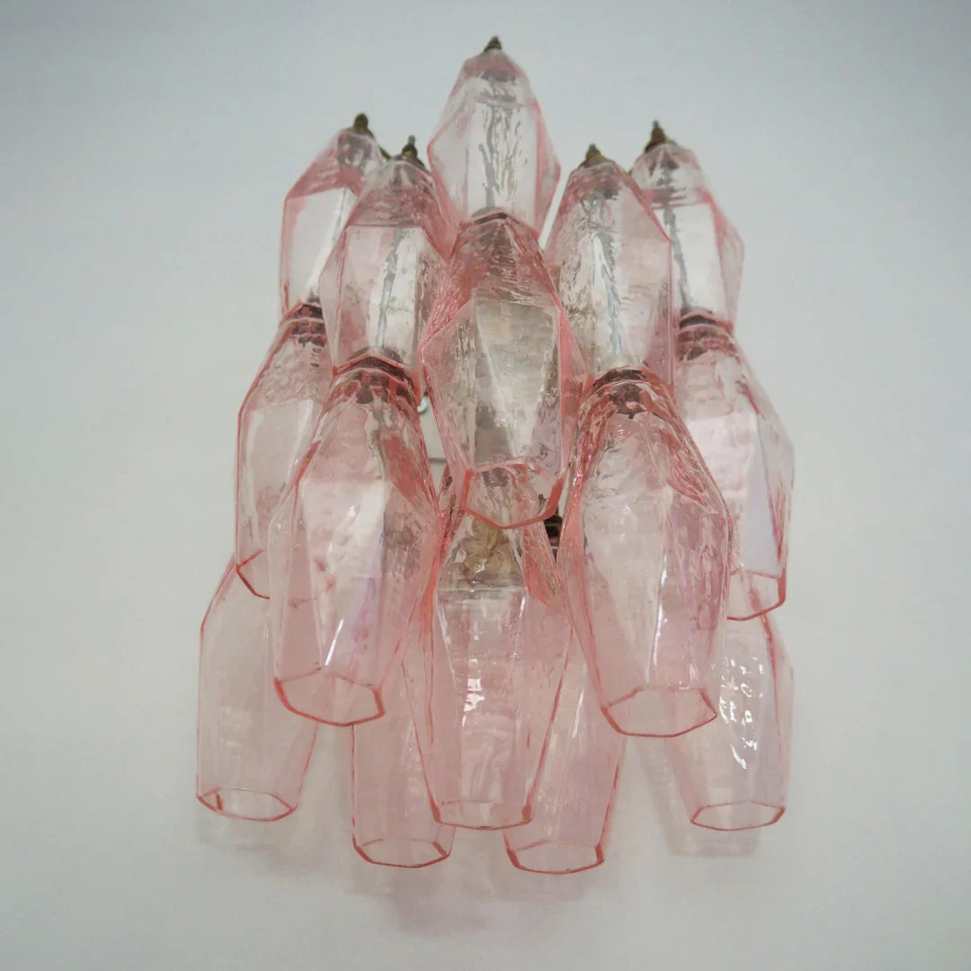 Murano Poliedri Pink Glass Wall Sconces