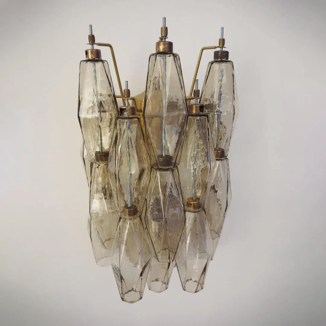 Murano Poliedri Smoked Glass Wall Sconces 9.8"