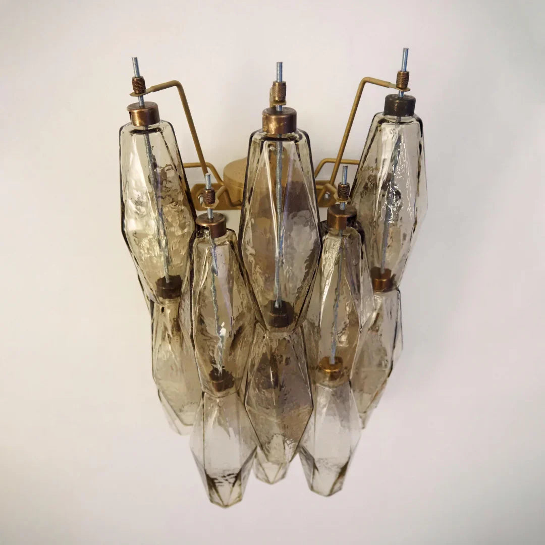 Murano Poliedri Smoked Glass Wall Sconces 9.8"